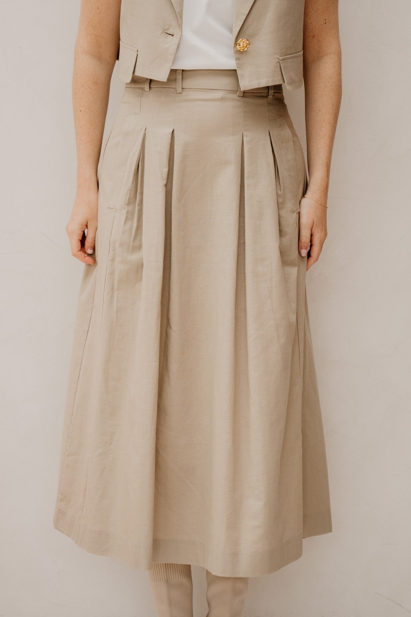 LeilaCC Anya Pleat Skirt Bisquit - Bij Keesje - Co'couture - Rokken