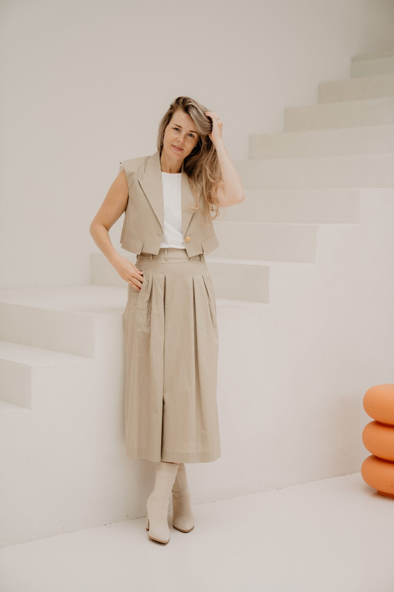 LeilaCC Anya Pleat Skirt Bisquit - Bij Keesje - Co'couture - Rokken