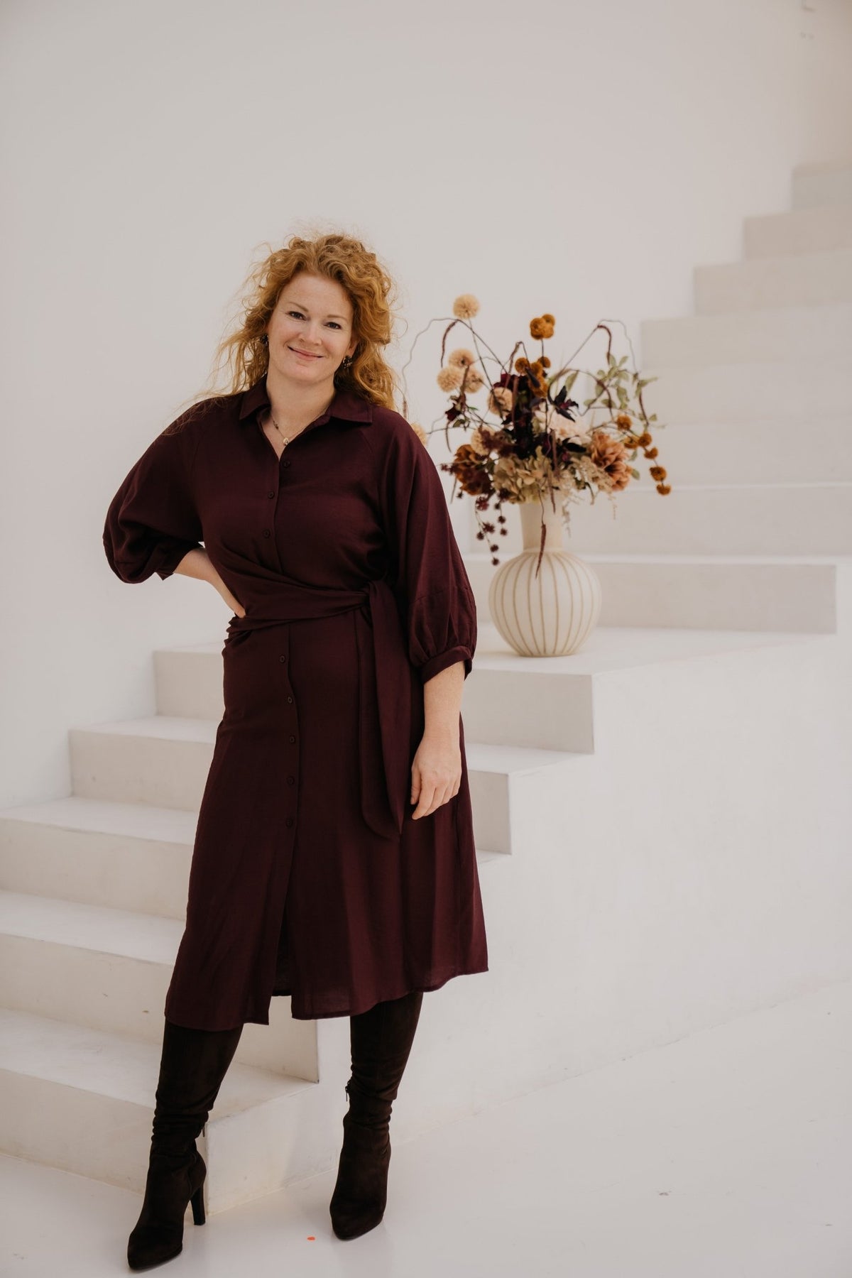 Libertad dress aubergine - Bij Keesje - Amelie & Amelie - Jurk
