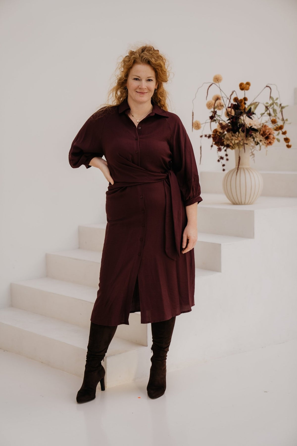 Libertad dress aubergine - Bij Keesje - Amelie & Amelie - Jurk