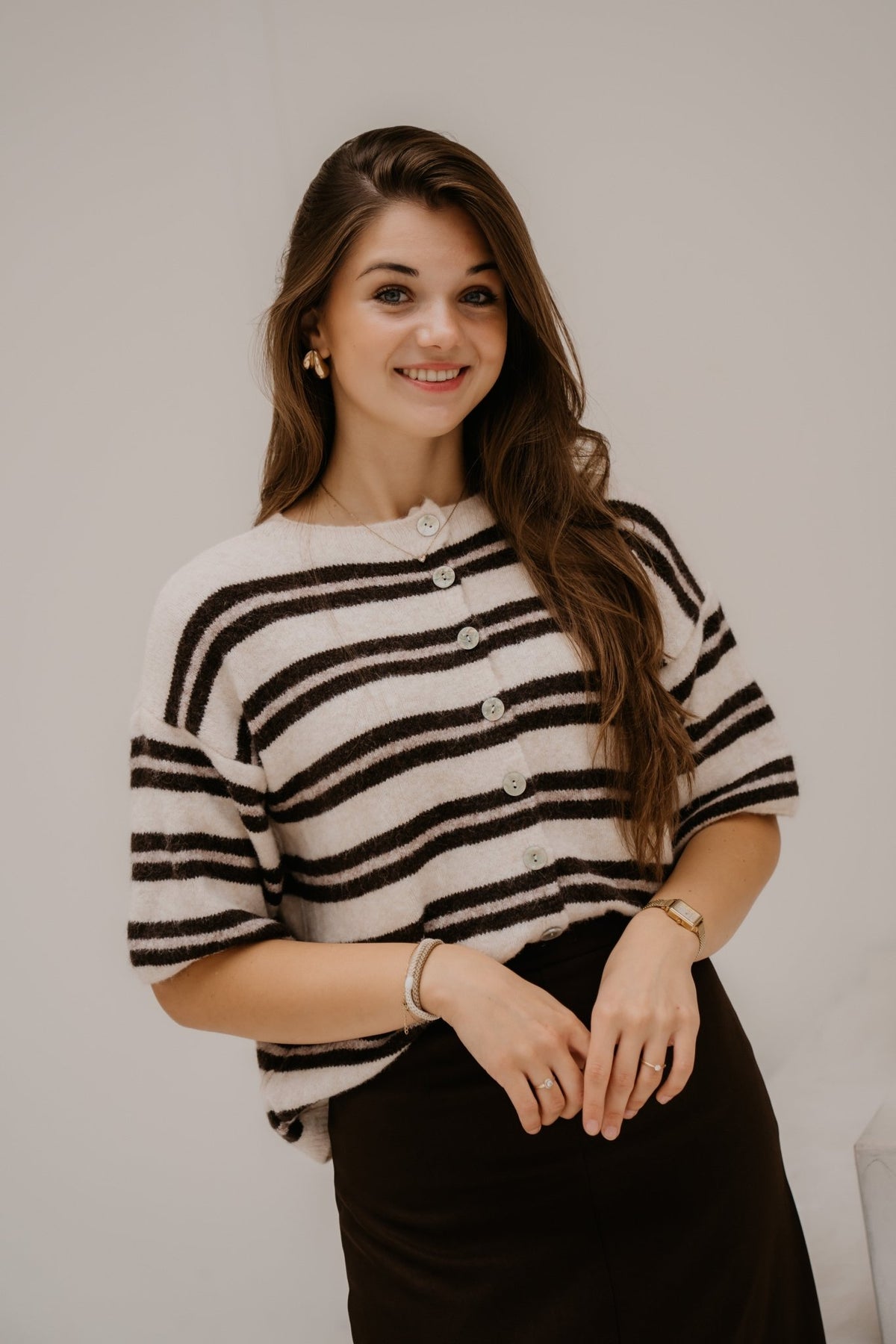 Loe top stripe offwhite - Bij Keesje - Bij Keesje - Top