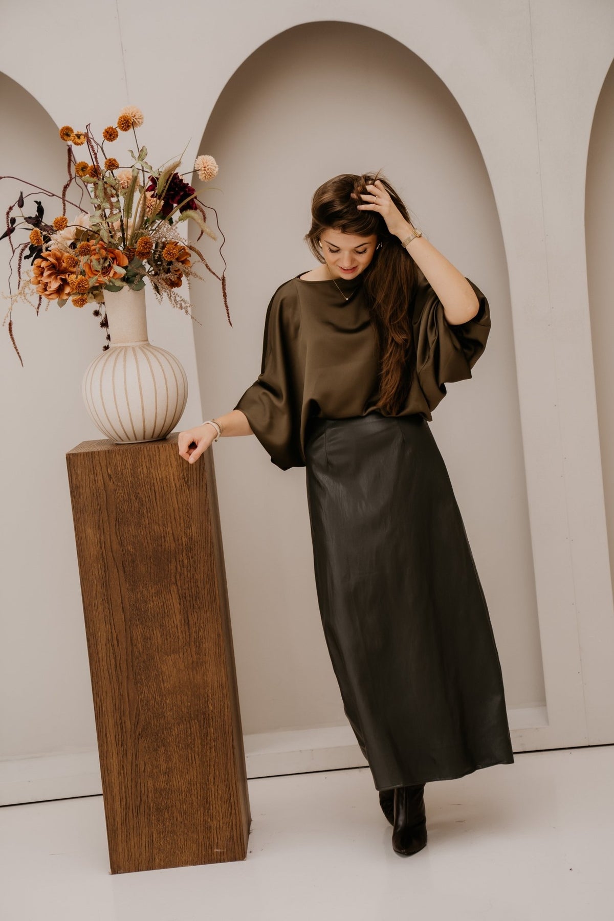 Lois skirt long kaki - Bij Keesje - Bij Keesje - Rok