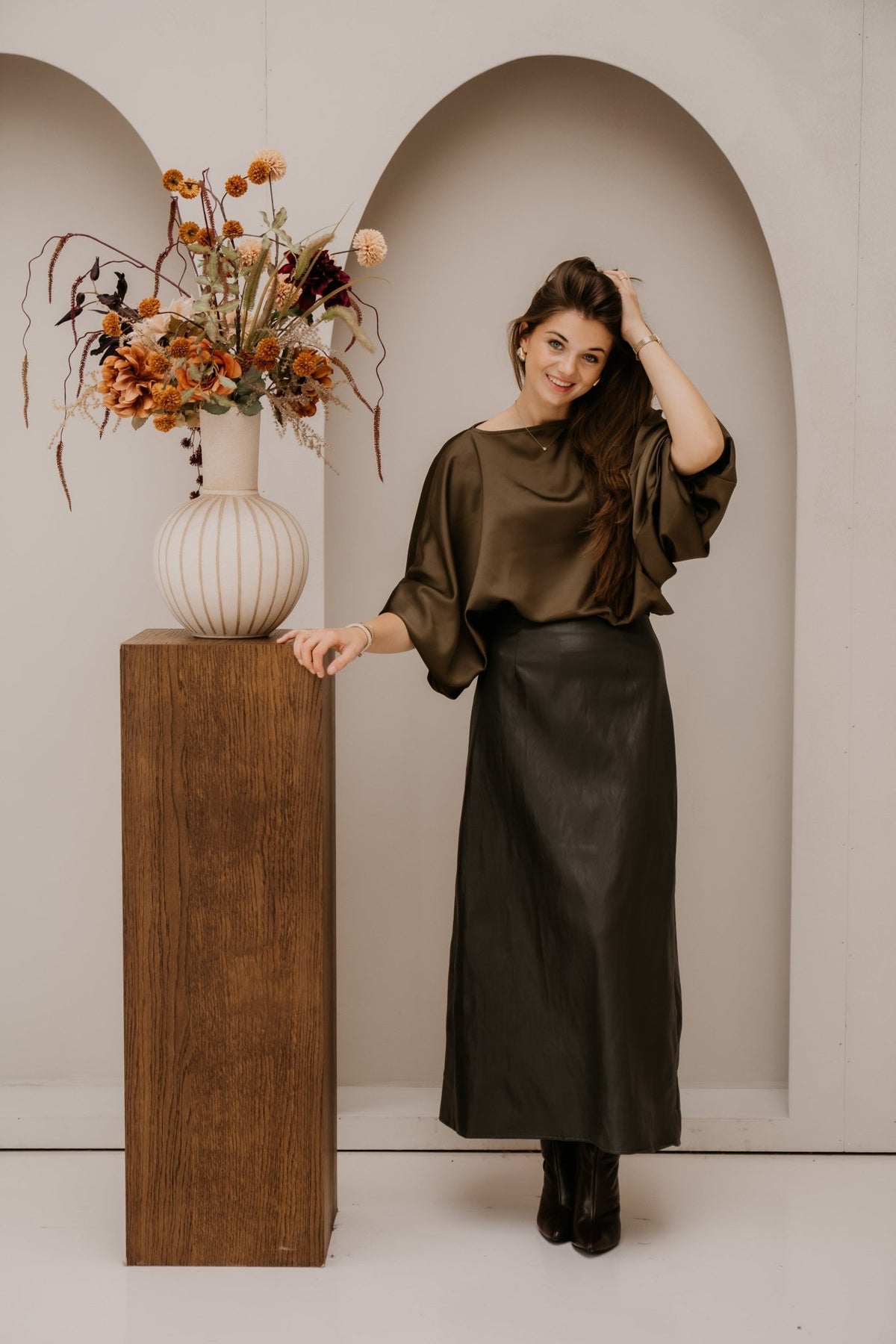 Lois skirt long kaki - Bij Keesje - Bij Keesje - Rok