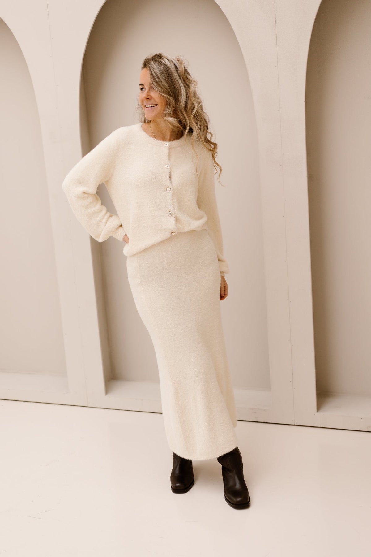 Maaike knitted cardigan Off-white - Bij Keesje - YDENCE - Vest