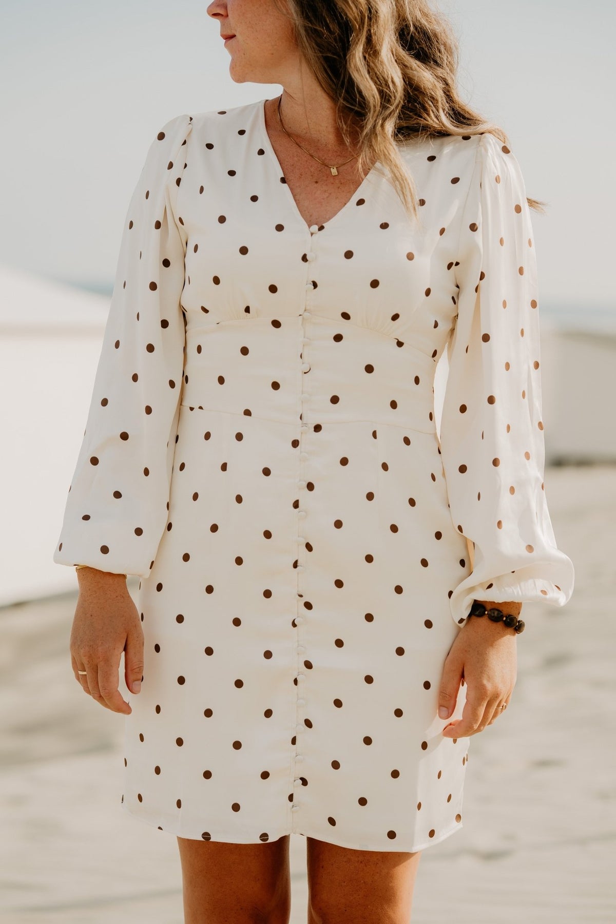 Mabel Dotted Dress Creme - Bij Keesje - Neo Noir - Jurk