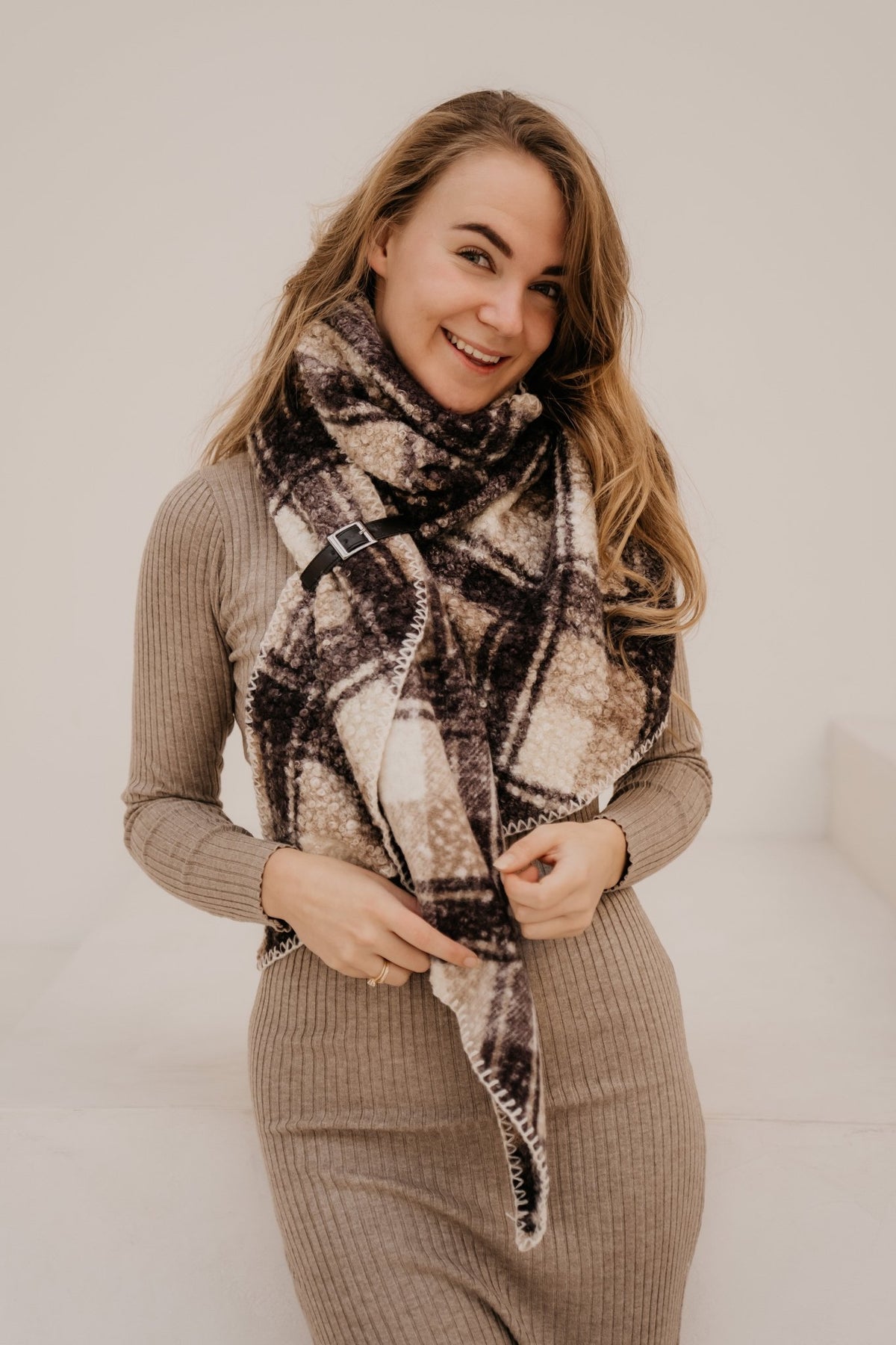 Mariella sjaal riem bruin/taupe - Bij Keesje - Bij Keesje - Sjaal