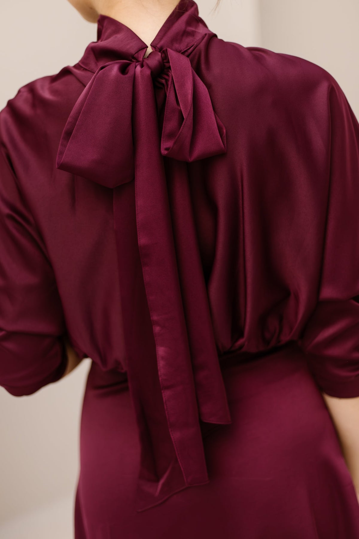 Merle Dress Satin Plum - Bij Keesje - Bij Keesje - Jurk
