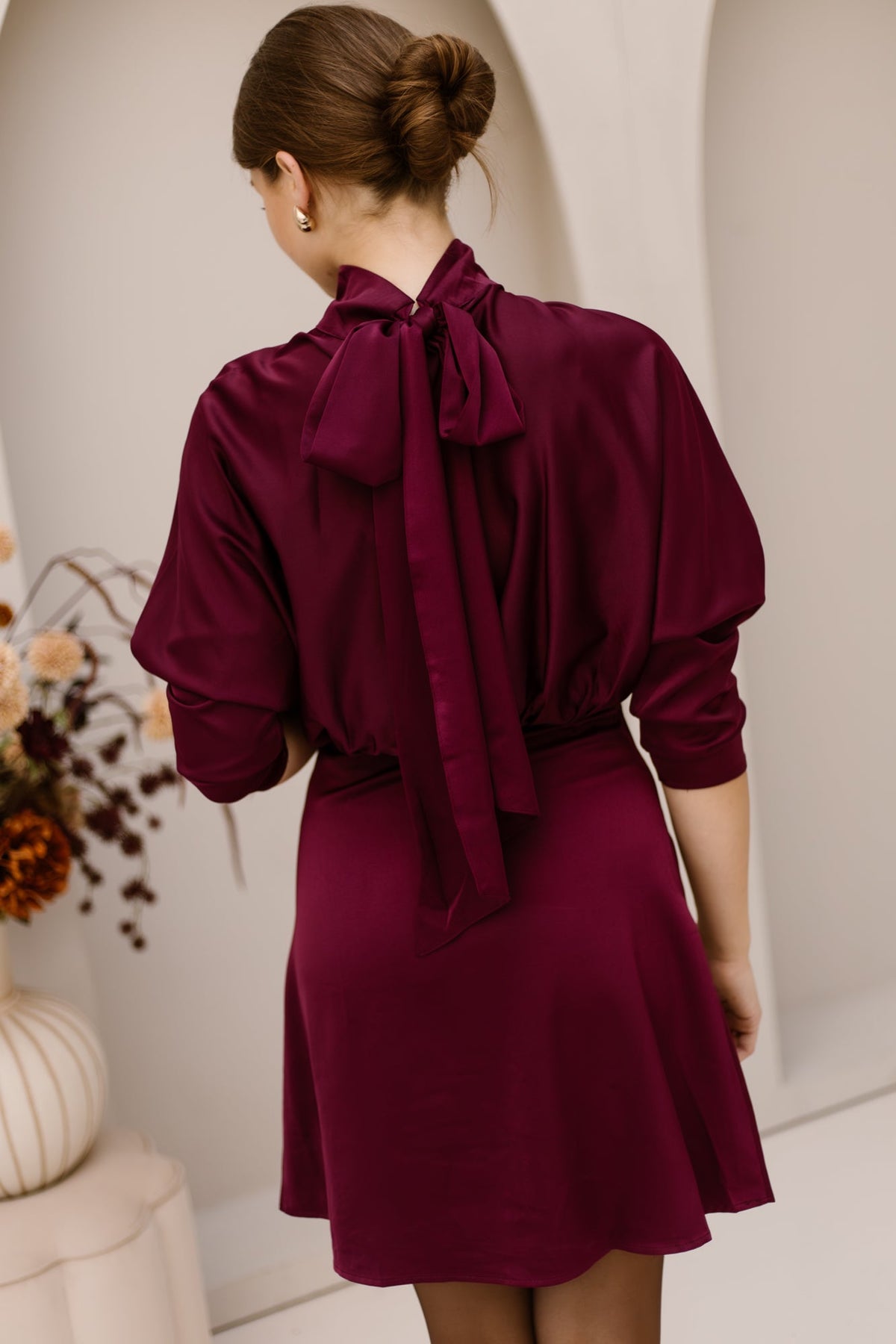 Merle Dress Satin Plum - Bij Keesje - Bij Keesje - Jurk