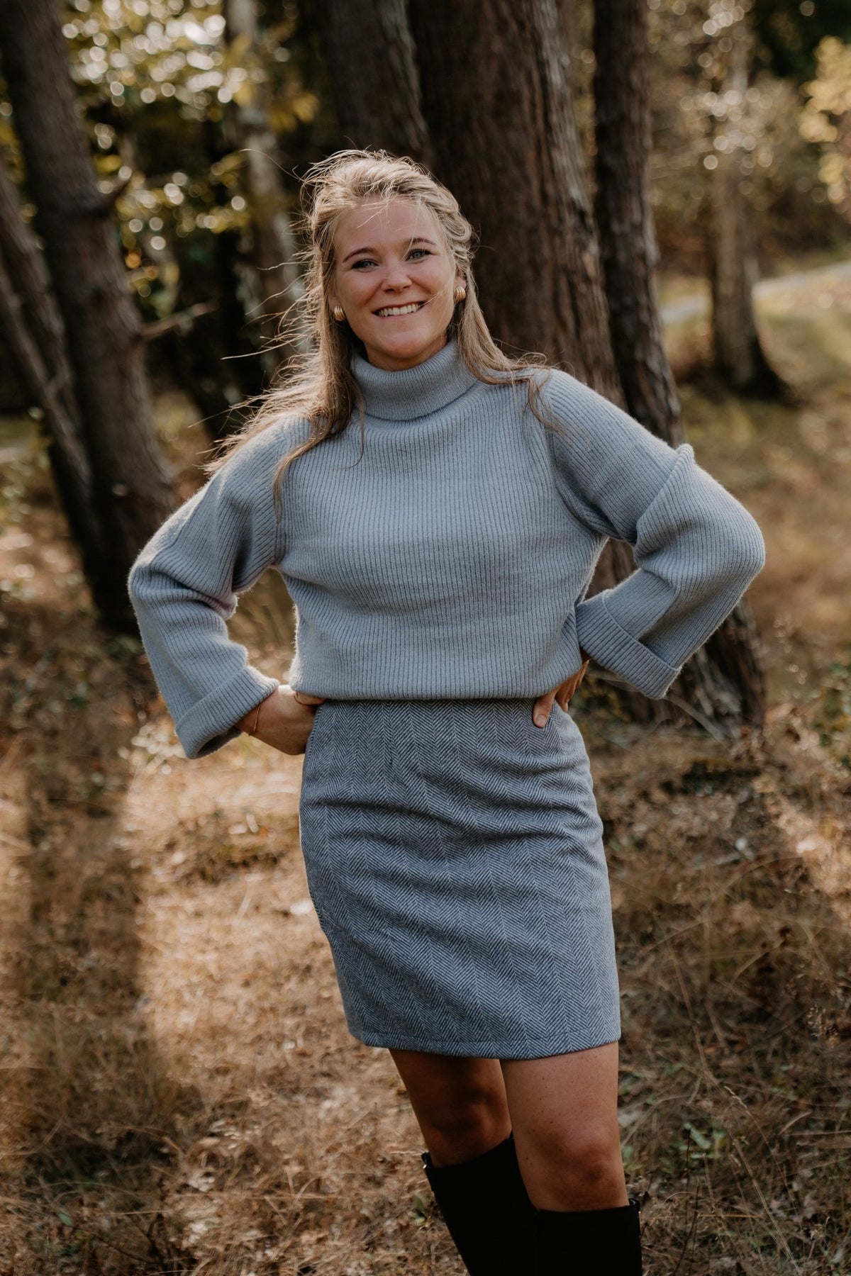 Mieke Skirt Iceblue Melange - Bij Keesje - Bij Keesje The Label - Rok