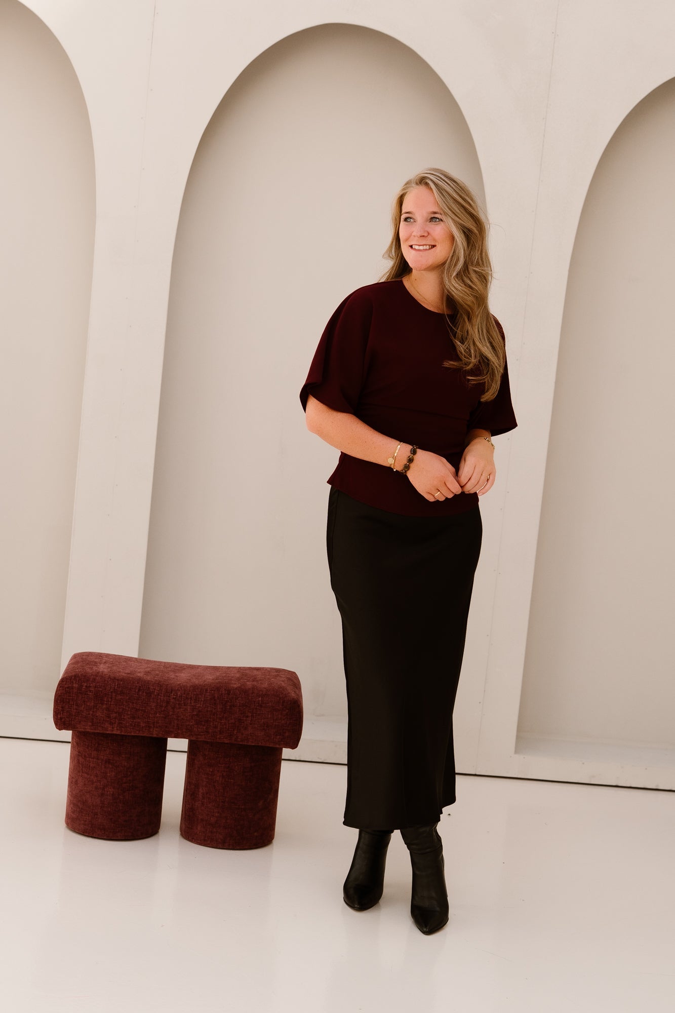 Miriel Drape Blouse Plum - Bij Keesje - Neo Noir - Blouse