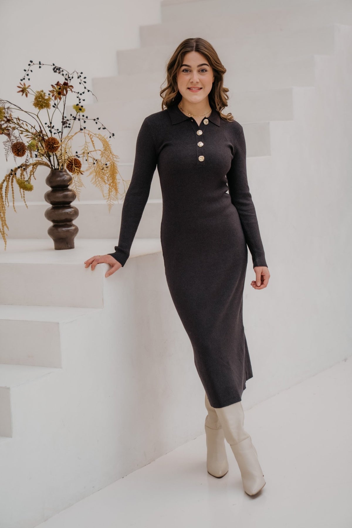 Nabola dress Anthracite - Bij Keesje - Ange - Jurk
