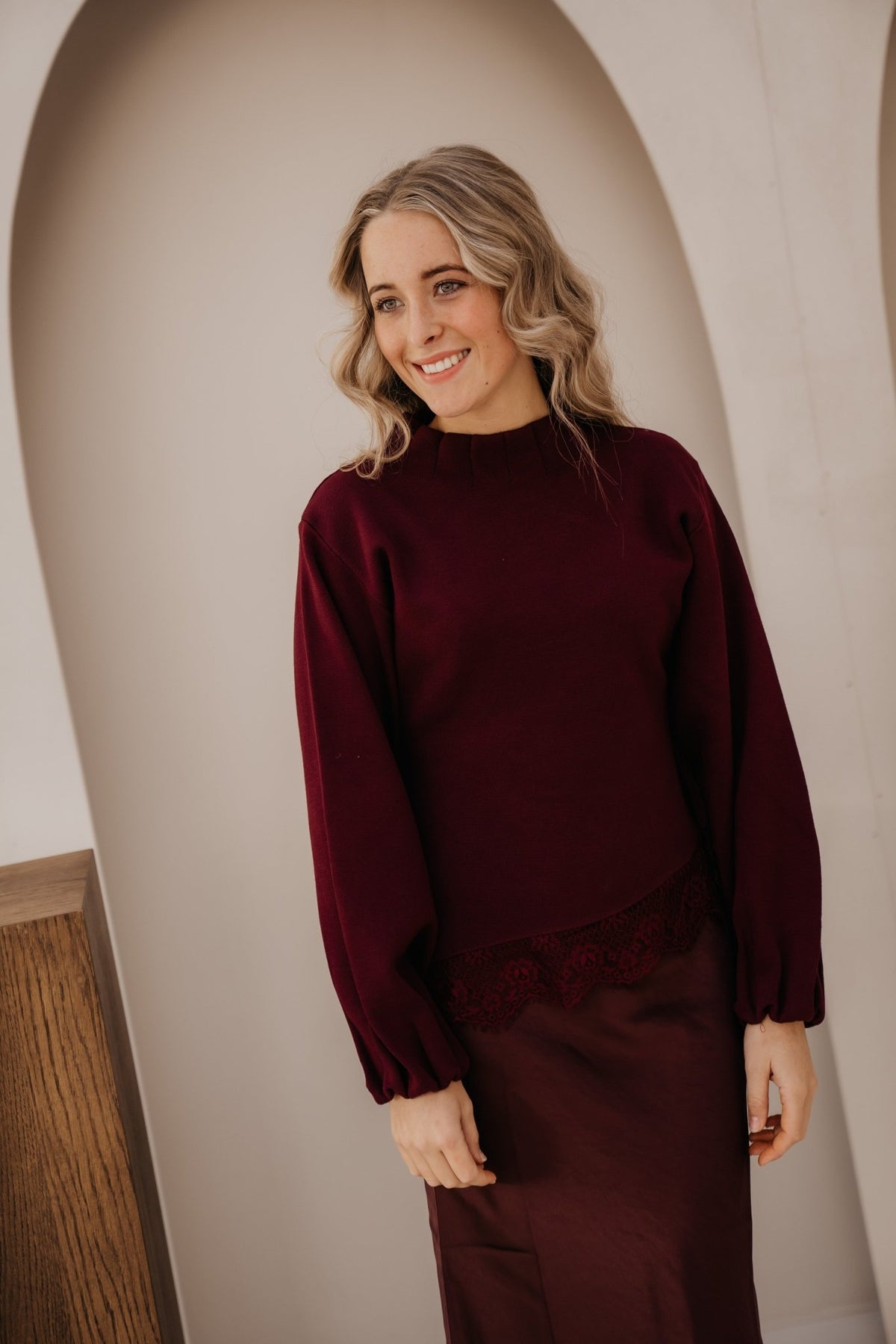 Natanja lace top bordeaux - Bij Keesje - Bij Keesje - Top