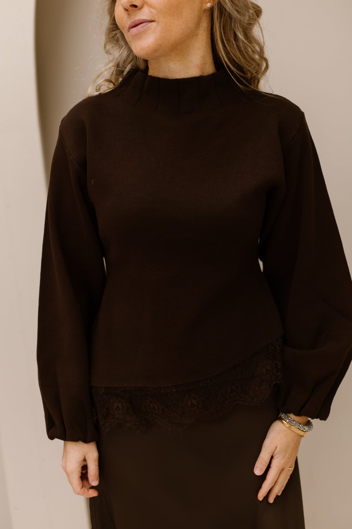 Natanja lace top brown - Bij Keesje - Bij Keesje - Top
