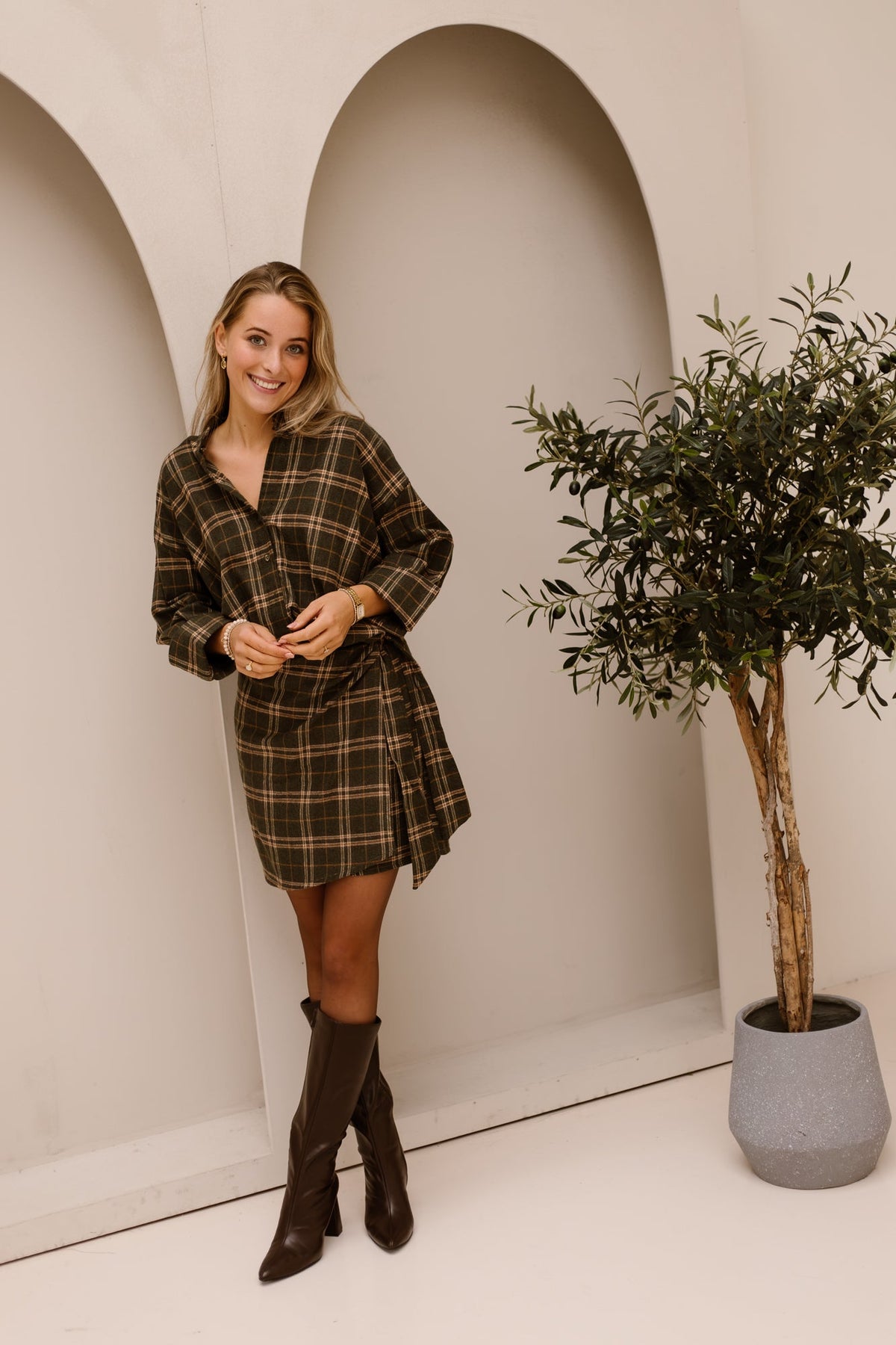 Nerina Ruitjes blouse groen - Bij Keesje - Bij Keesje - Blouse