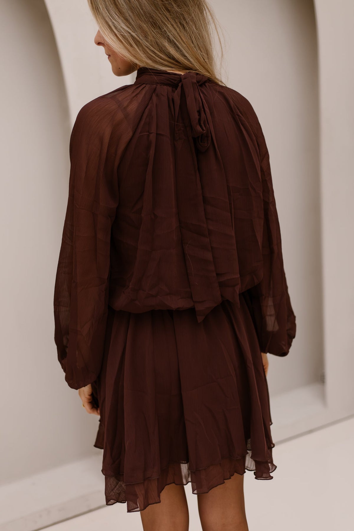 Nienke Ruffle dress brown - Bij Keesje - Bij Keesje - Jurk