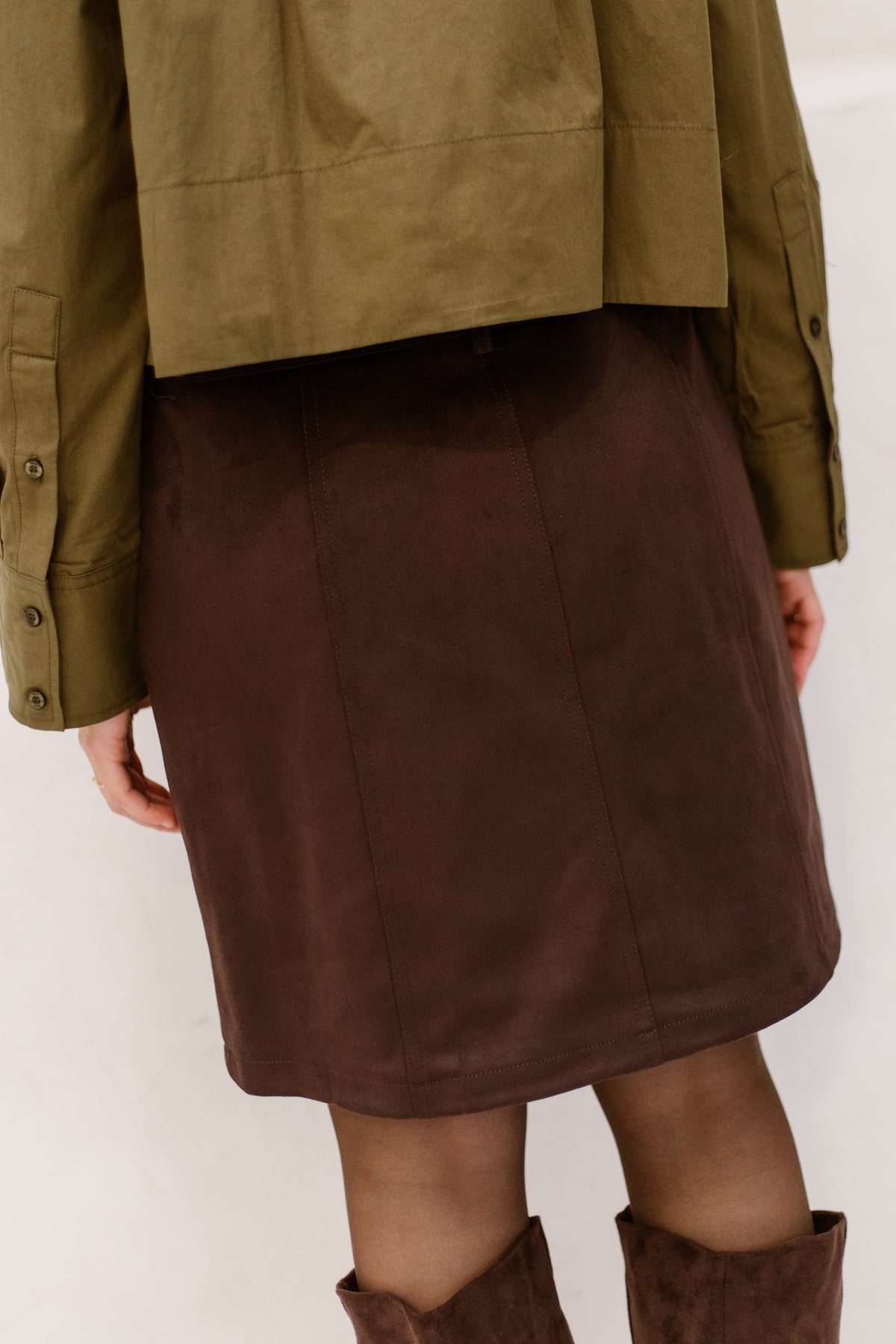 Objallie short skirt seal brown - Bij Keesje - Object - Rok