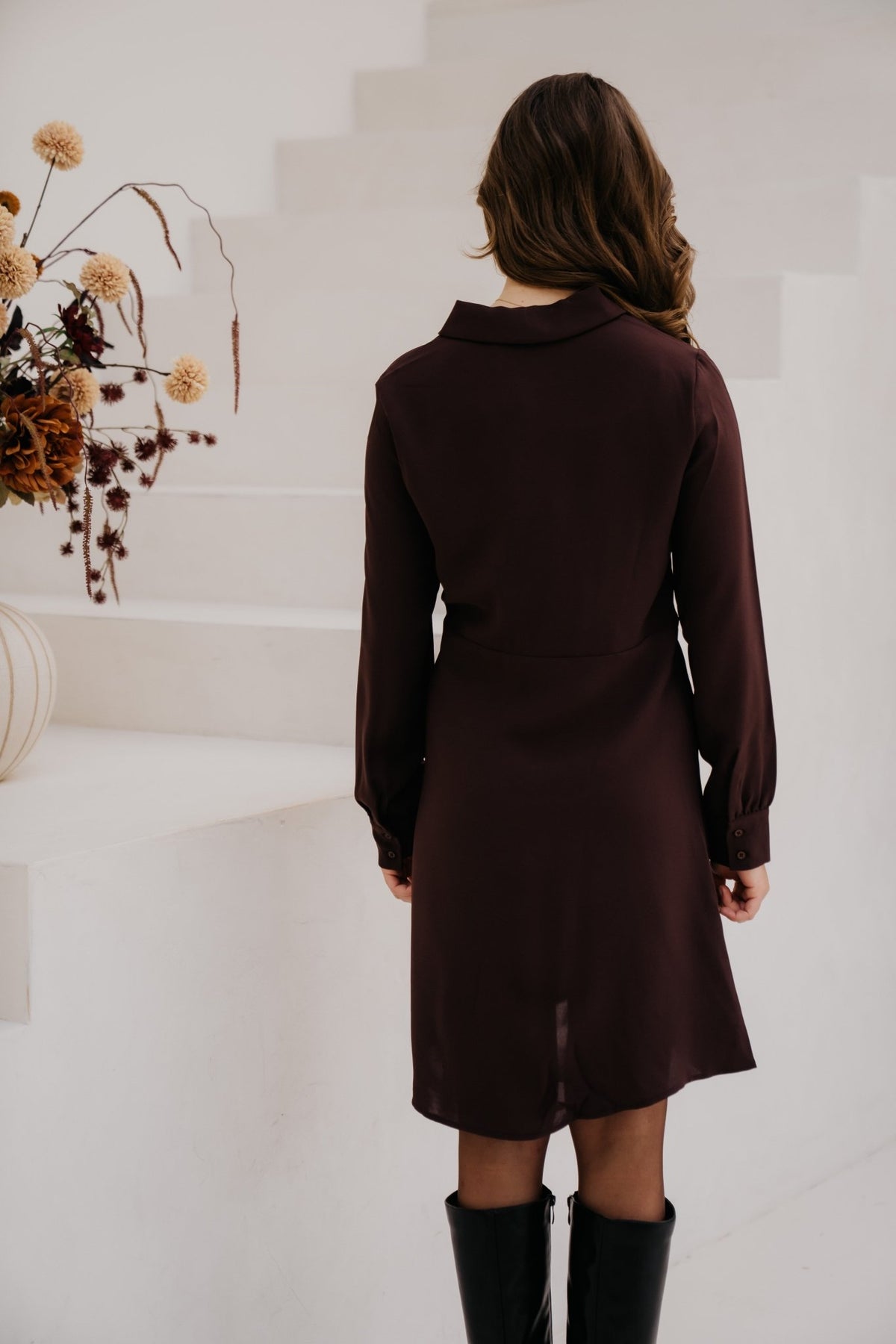 Objbarin short dress chocolate Plum - Bij Keesje - Object - Jurk