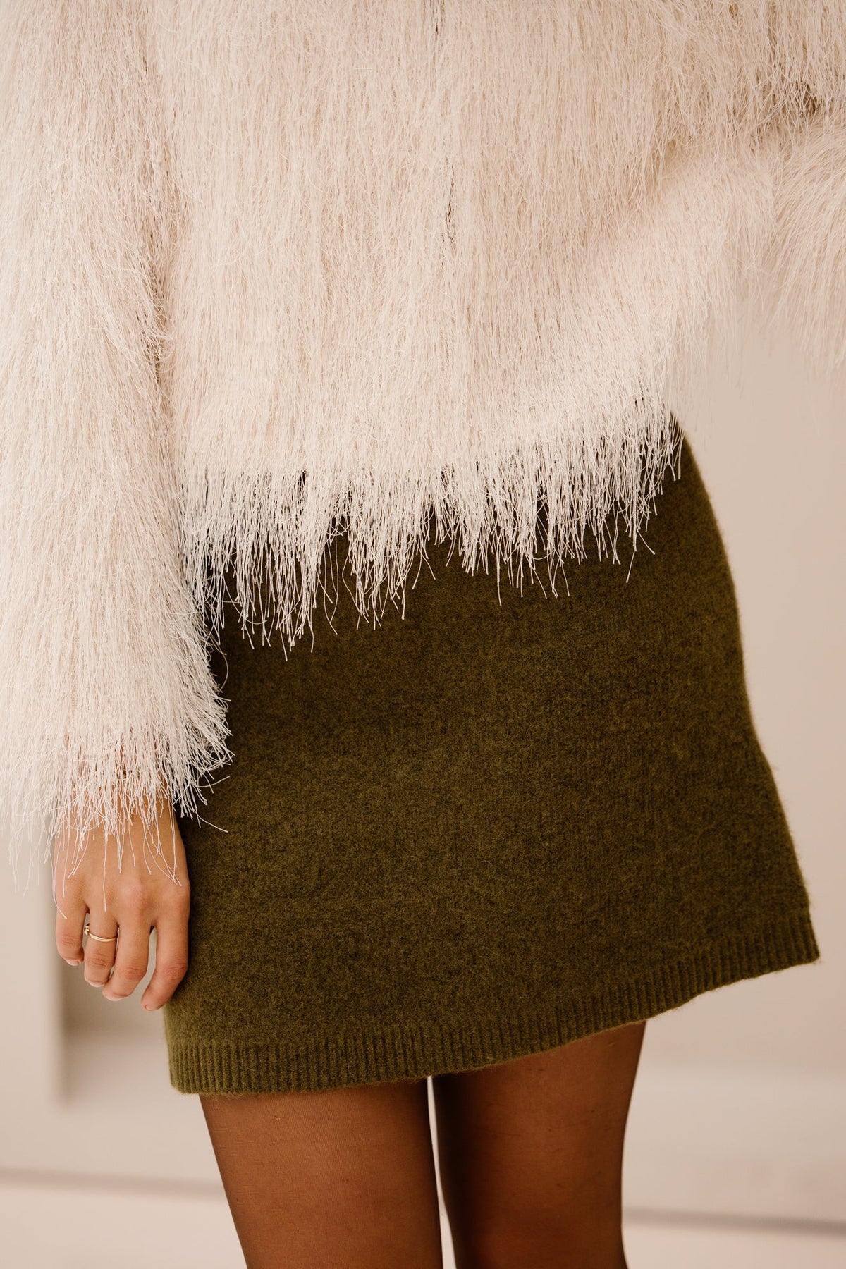 Objcitha HW RE short knit skirt Martini olive - Bij Keesje - Object - Rok
