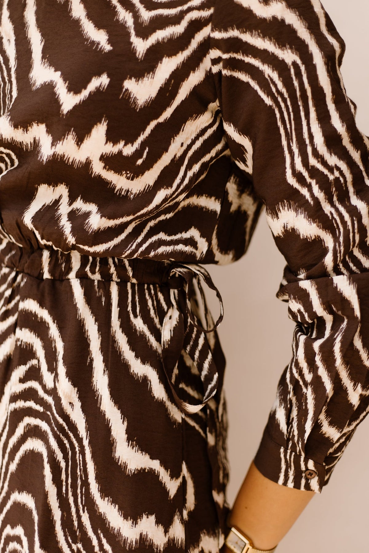 Objjacira L/S O-Neck Midi Dress Seal Brown/Birch - Bij Keesje - Object - Jurk