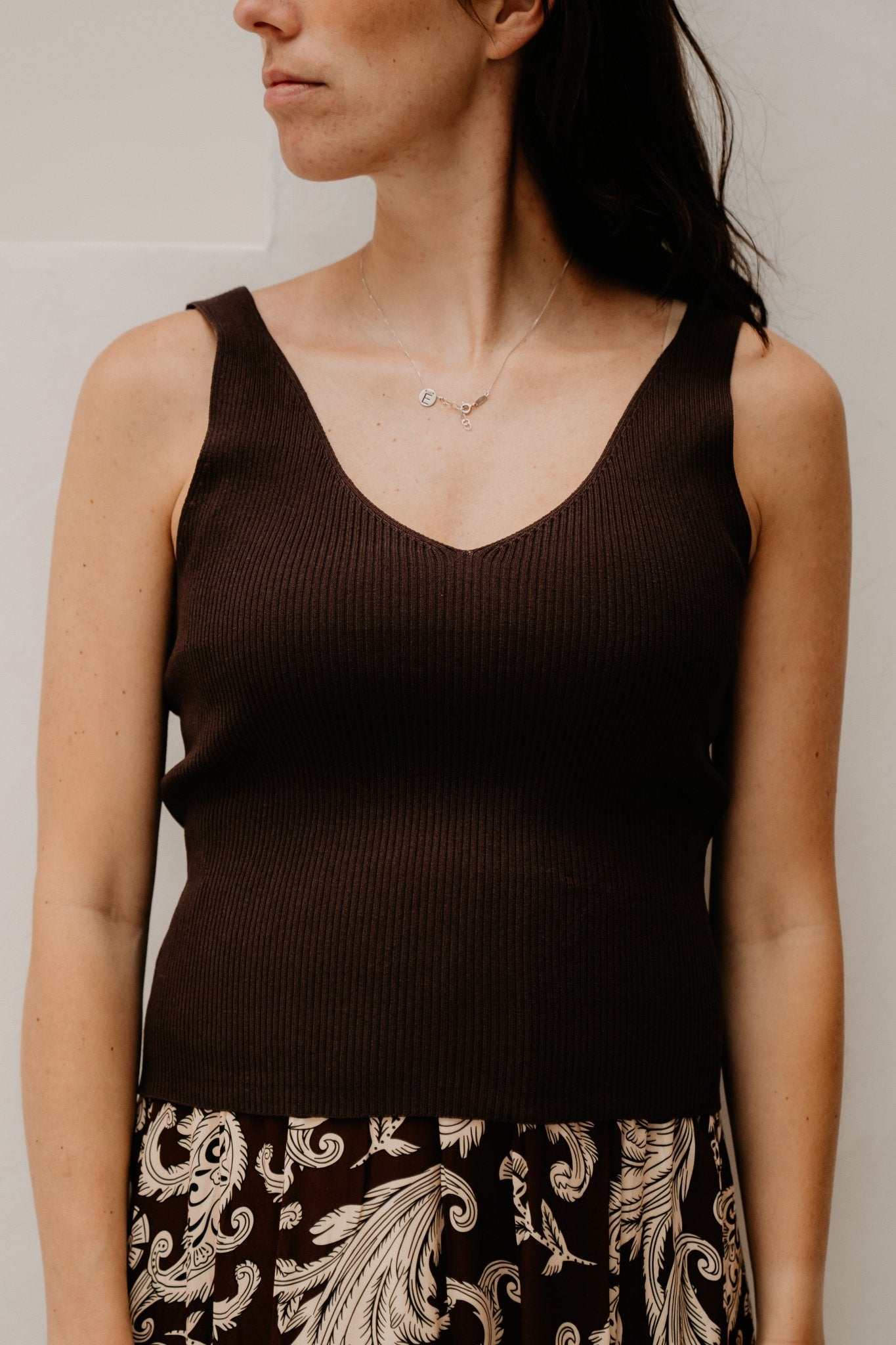 Objkuni Thess Singlet Knit Top Seal Brown - Bij Keesje - Object - Top