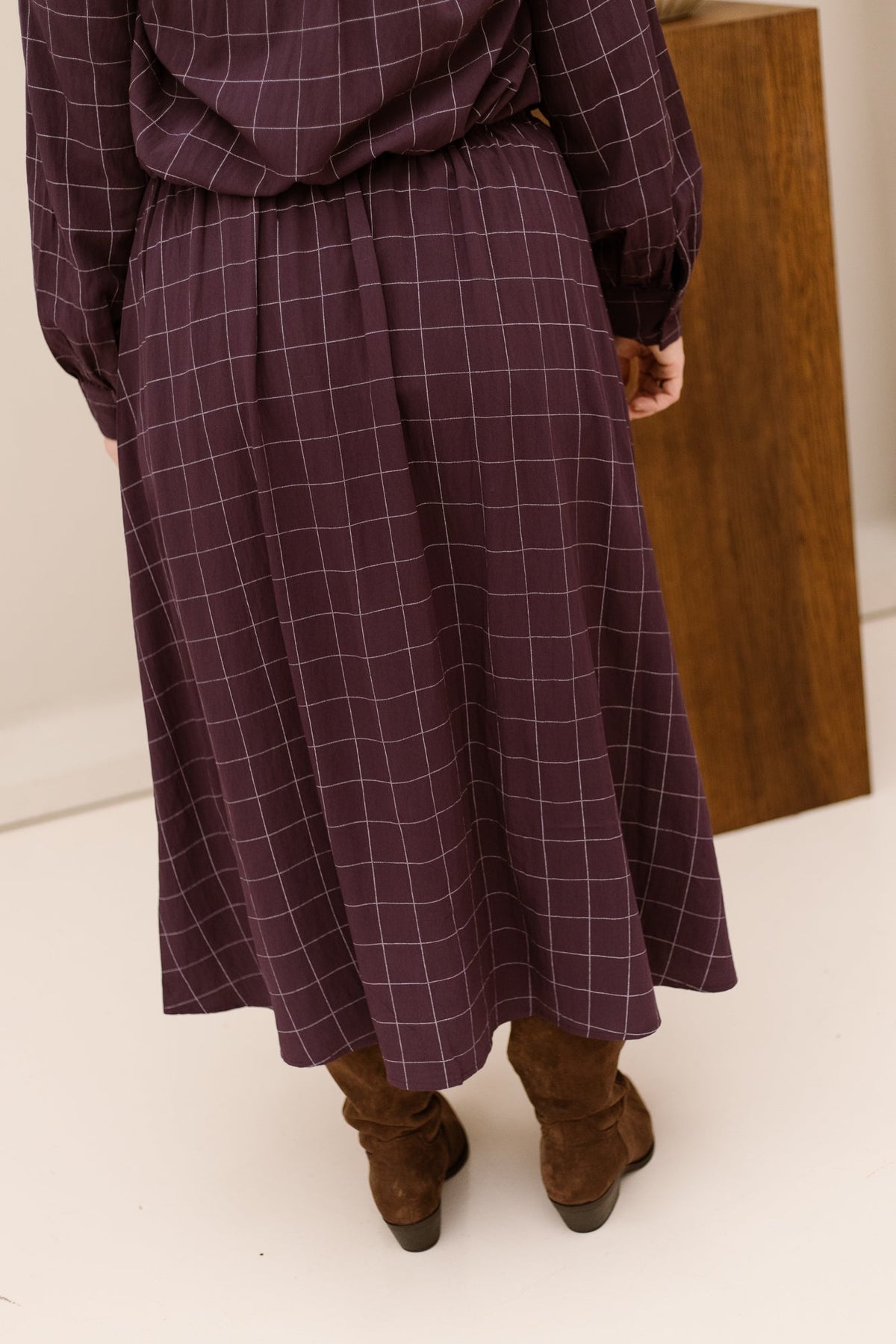 Objliva M/W Long Skirt Plum/Check - Bij Keesje - Object - Rok