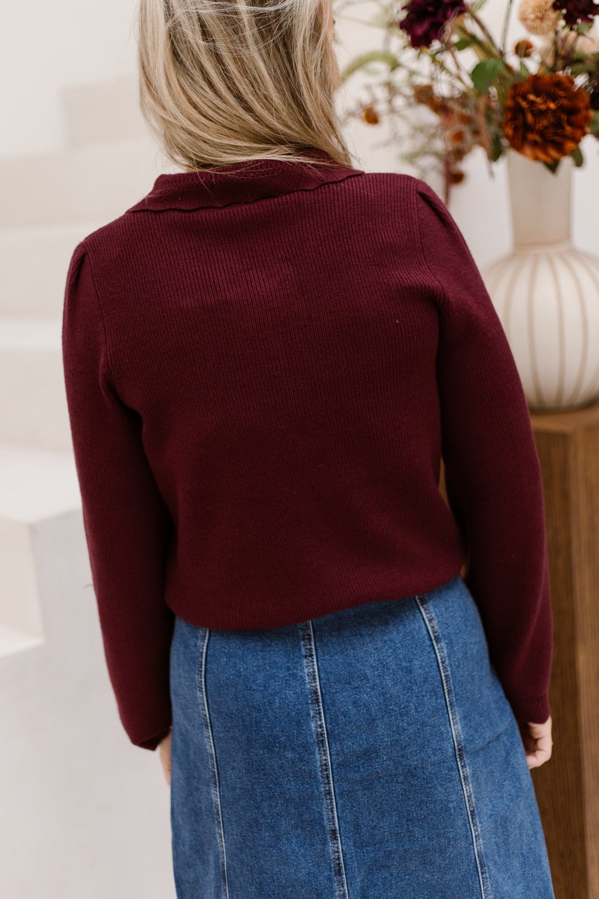 Objparya thess knit cardigan windsor wine - Bij Keesje - Object - Trui