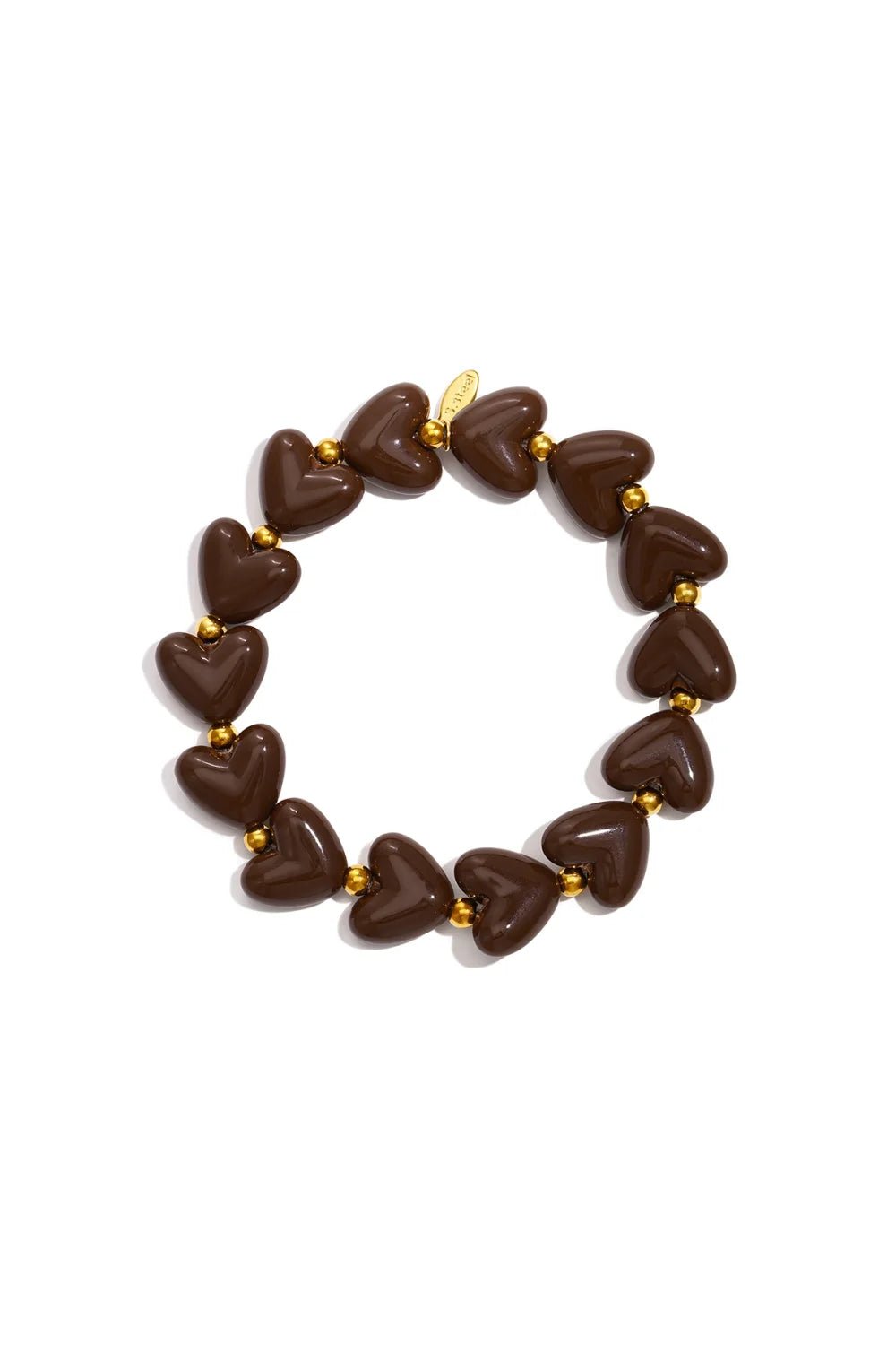 Olga armband hartjes donkerbruin - Bij Keesje - Bij Keesje - Armband