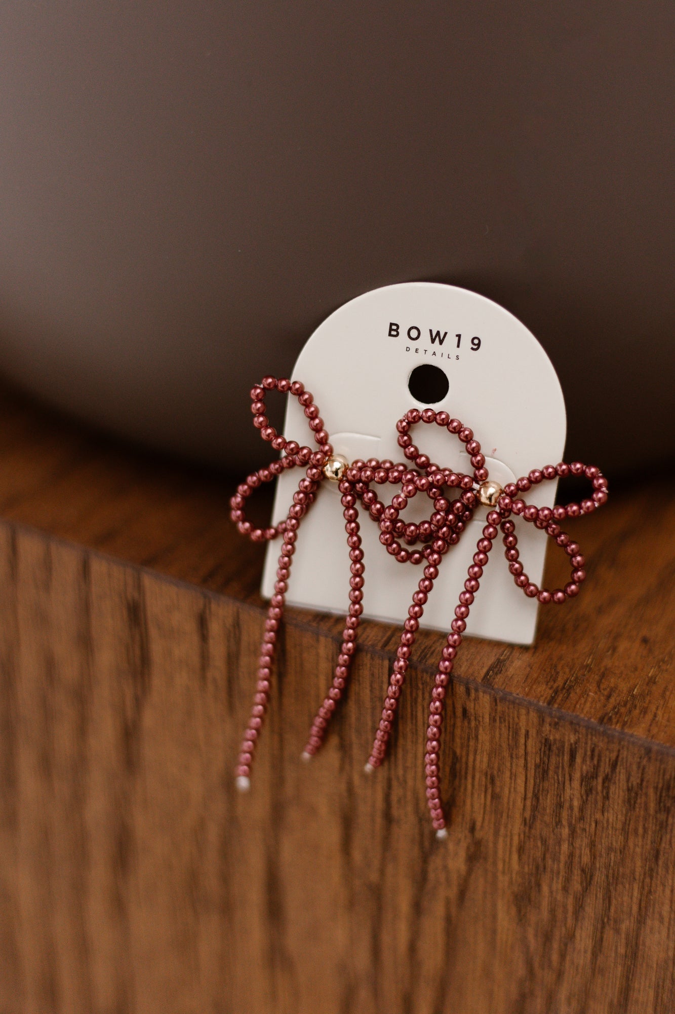 Oorbellen Pearl Bow Burgundy - Bij Keesje - BOW19