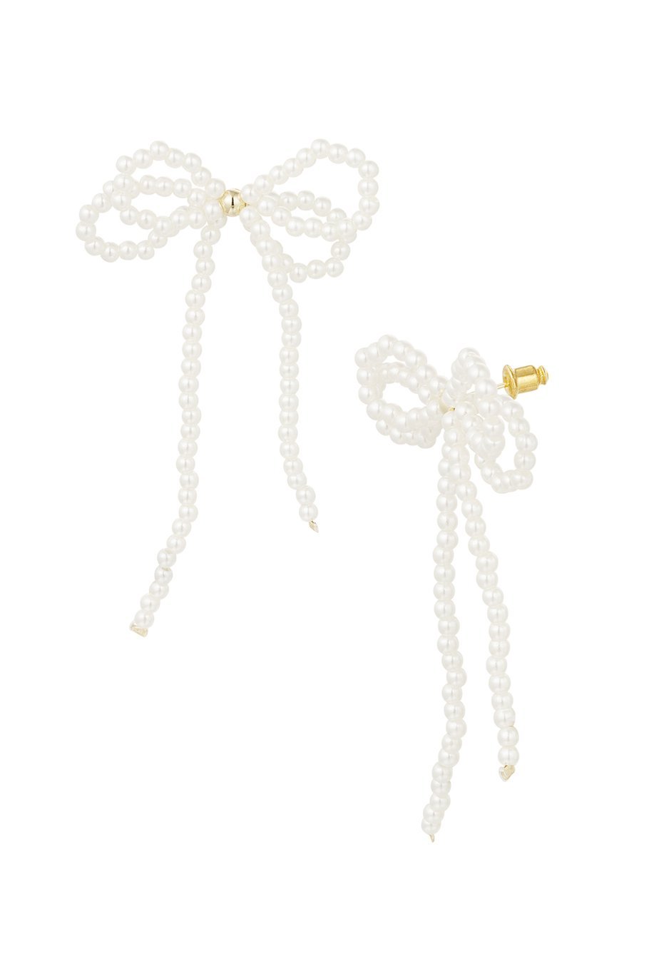 Oorbellen pearl with double bow - Bij Keesje - Bij Keesje