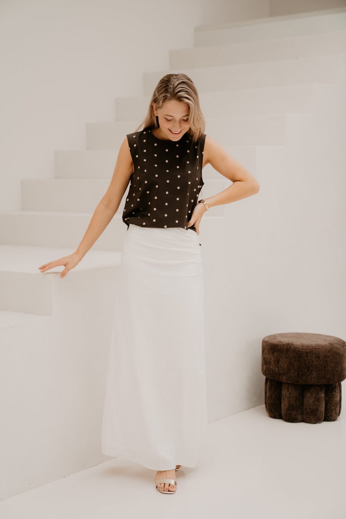 Polly Dot Top Dark Brown - Bij Keesje - Neo Noir - Top