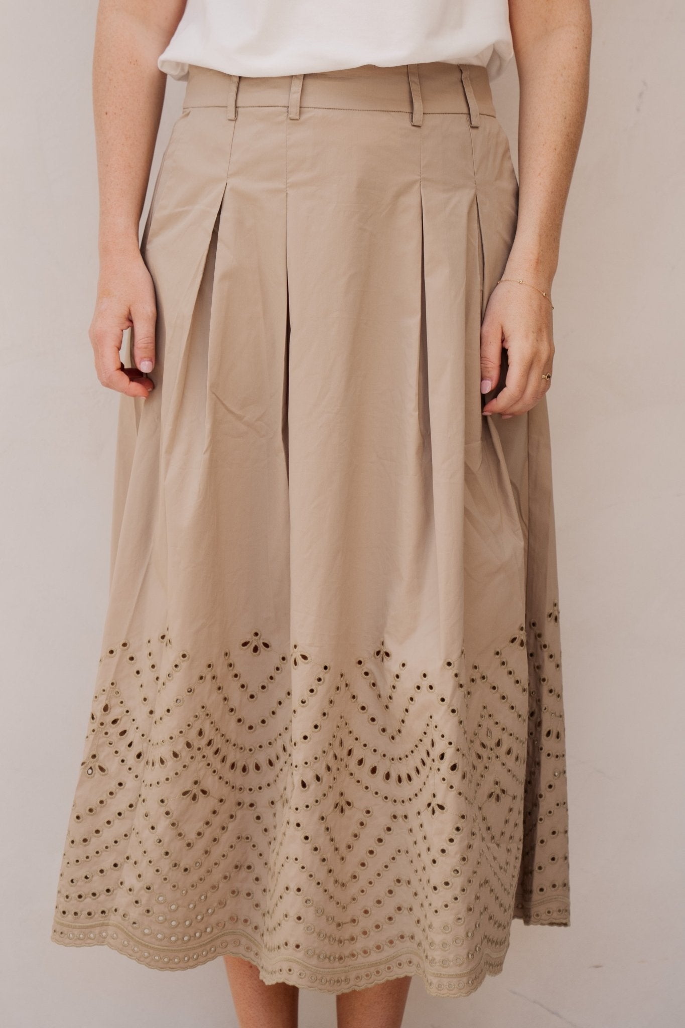 PoppyCC pleat scallop skirt mushroom - Bij Keesje - Co'couture - Rok
