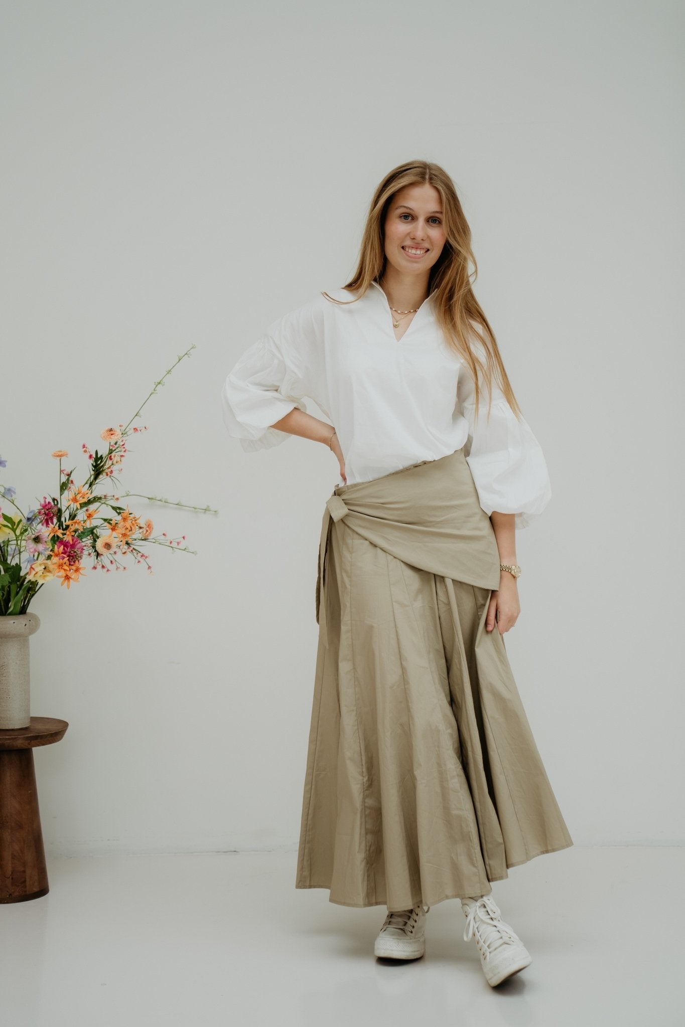 Rok met sjaal taupe - Bij Keesje - Bij Keesje - Rok
