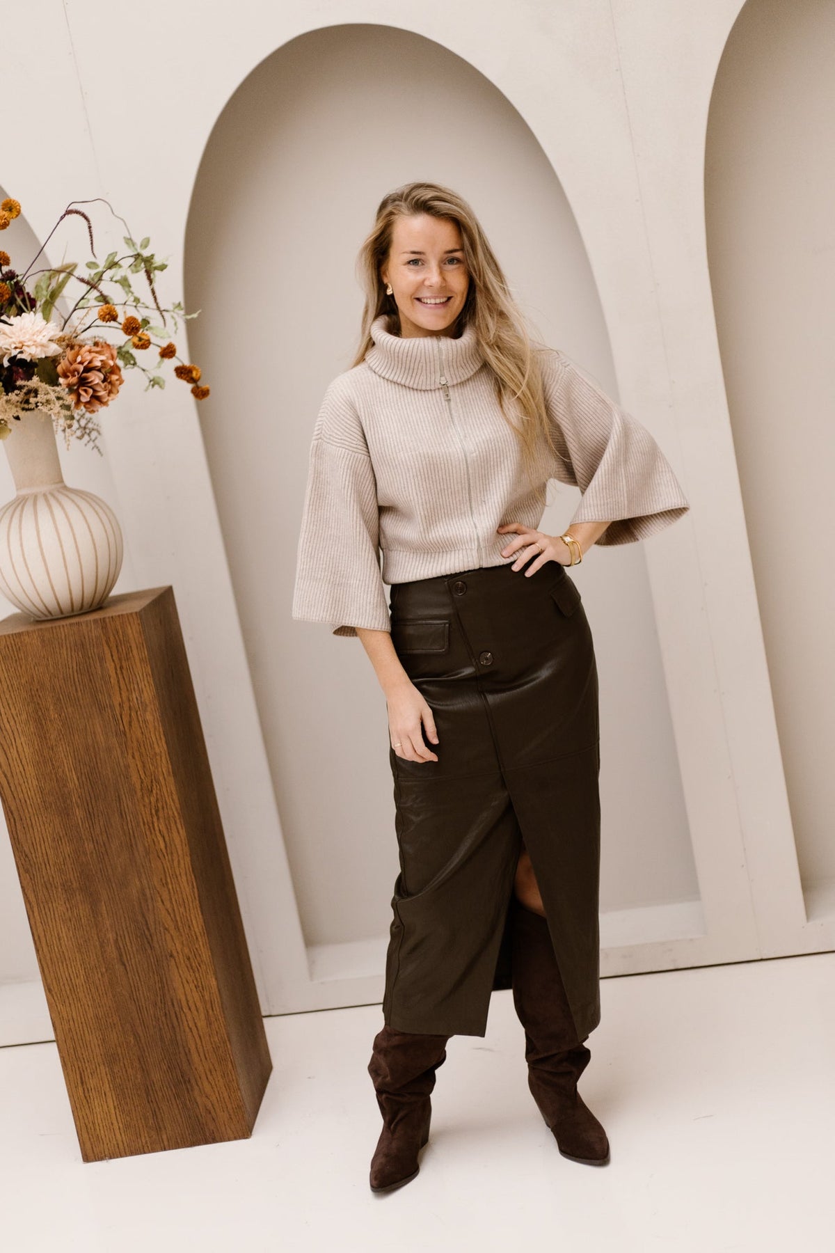 RowCC zip knit bone - Bij Keesje - Co'couture - Trui