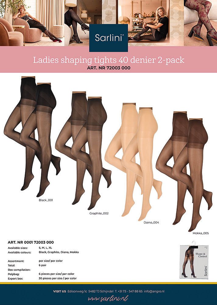 Sarlini shaping panty 40 denier, kleurenoverzicht - Bij Keesje