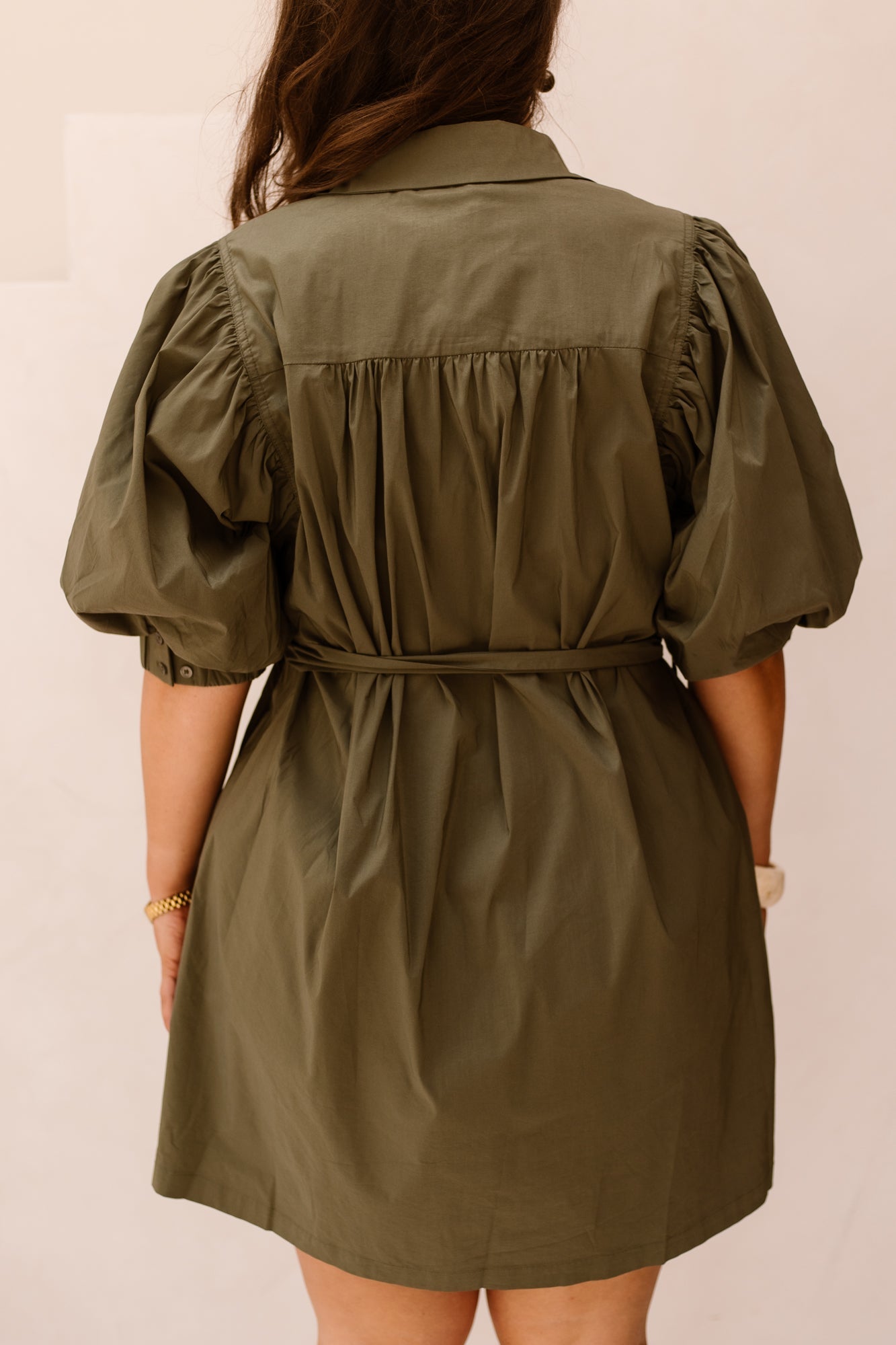 Serene poplin dress army - Bij Keesje - Neo Noir - Jurk