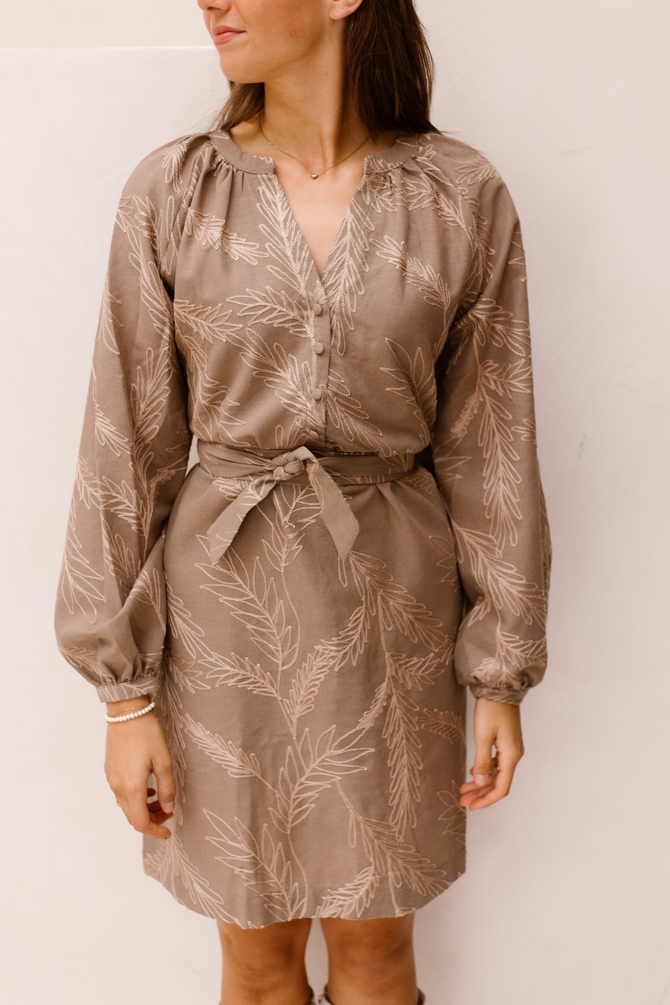 SL Dress flower 3d taupe - 26576 - Bij Keesje - Smashed Lemon - jurk