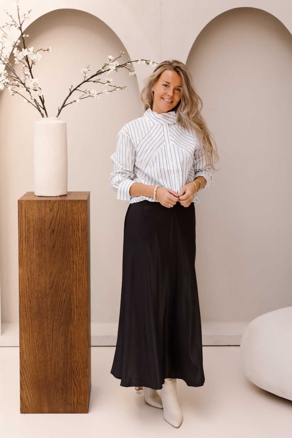 SomoCC Stripe Funnel Neck Shirt White - Bij Keesje - Co'couture - Blouse