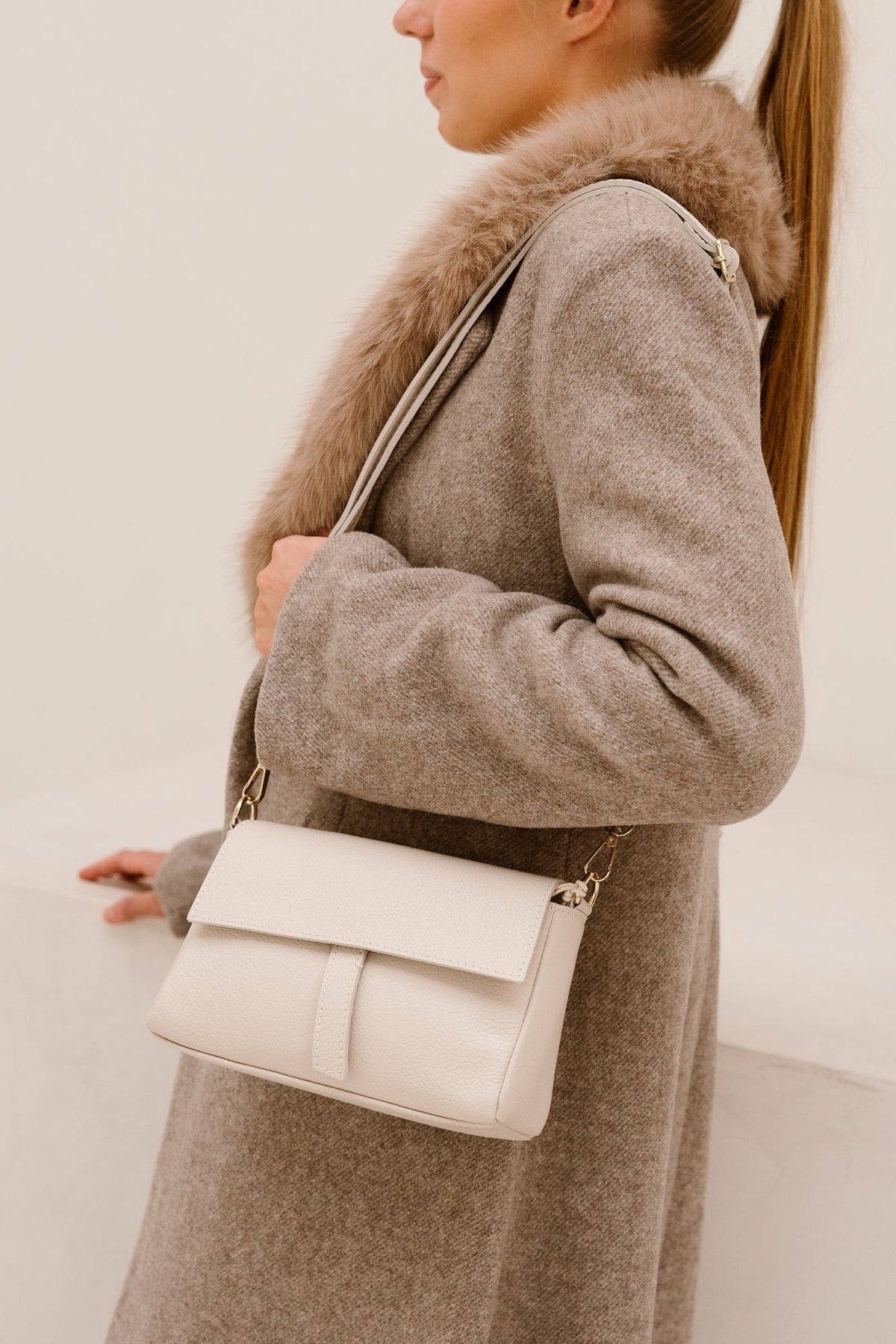 Tas Amanda leer ecru - Bij Keesje - Bij Keesje - tas