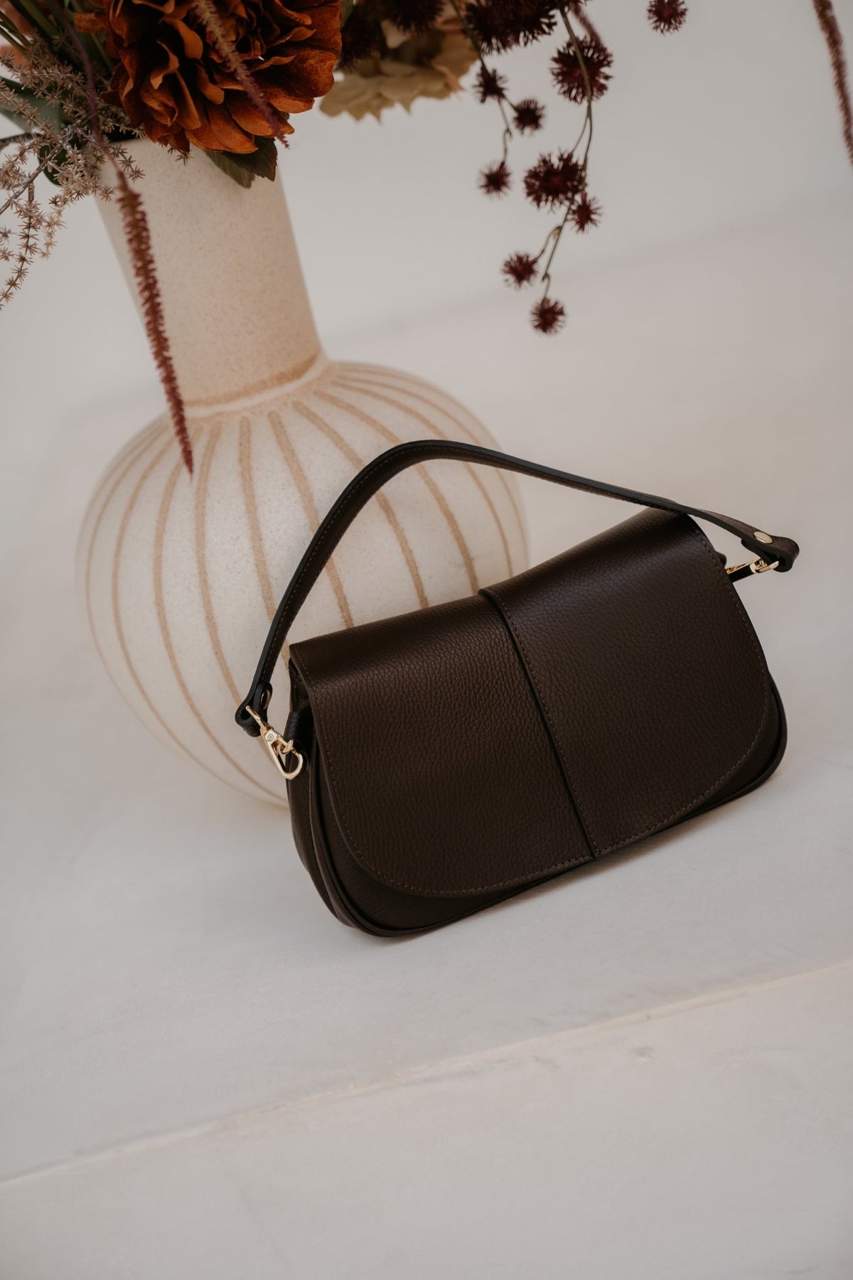 Tas Catania leer donkerbruin - Bij Keesje - Bij Keesje - tas