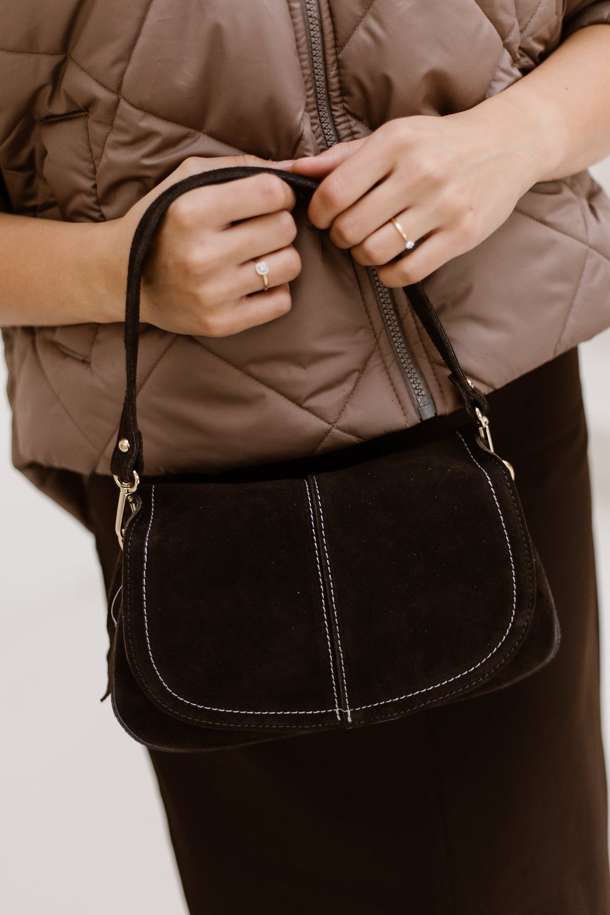 Tas Catania suede donkerbruin - Bij Keesje - Bij Keesje - Tas