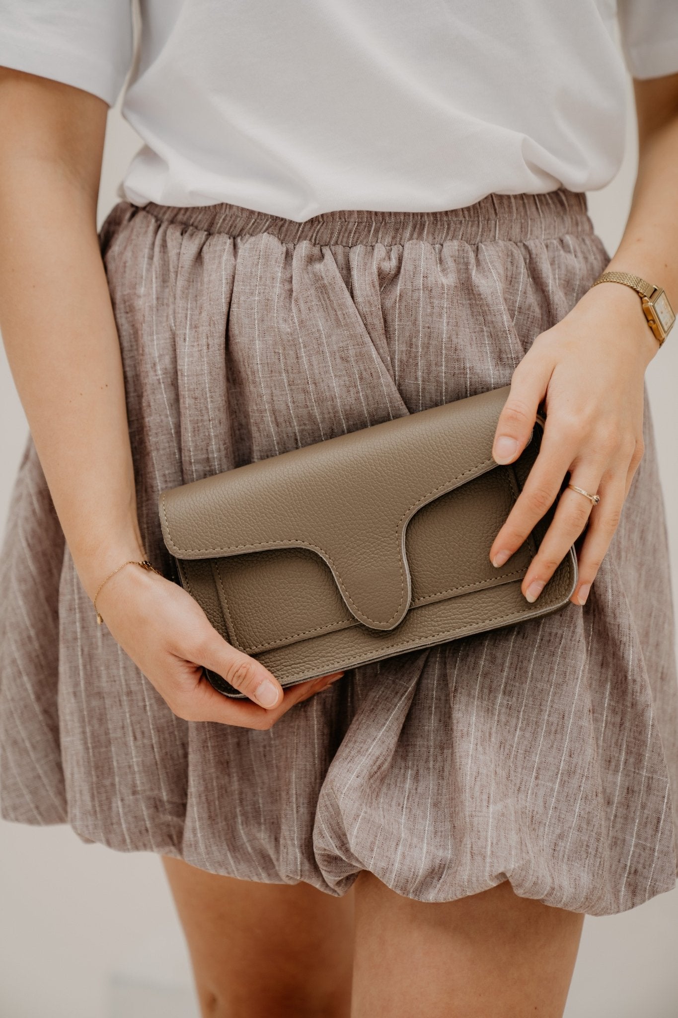 Tas Margot leer donker taupe - Bij Keesje - Bij Keesje - tas