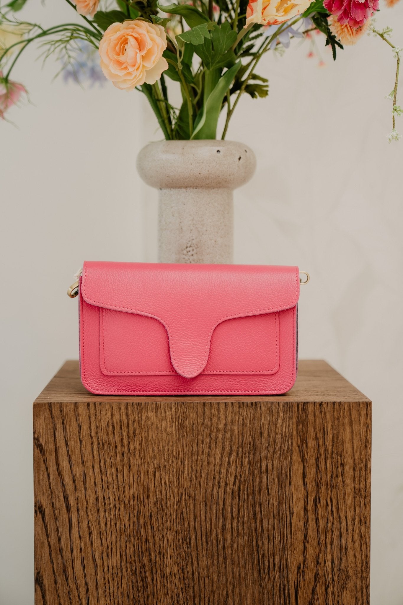 Tas Margot leer flamingo - Bij Keesje - Bij Keesje - tas