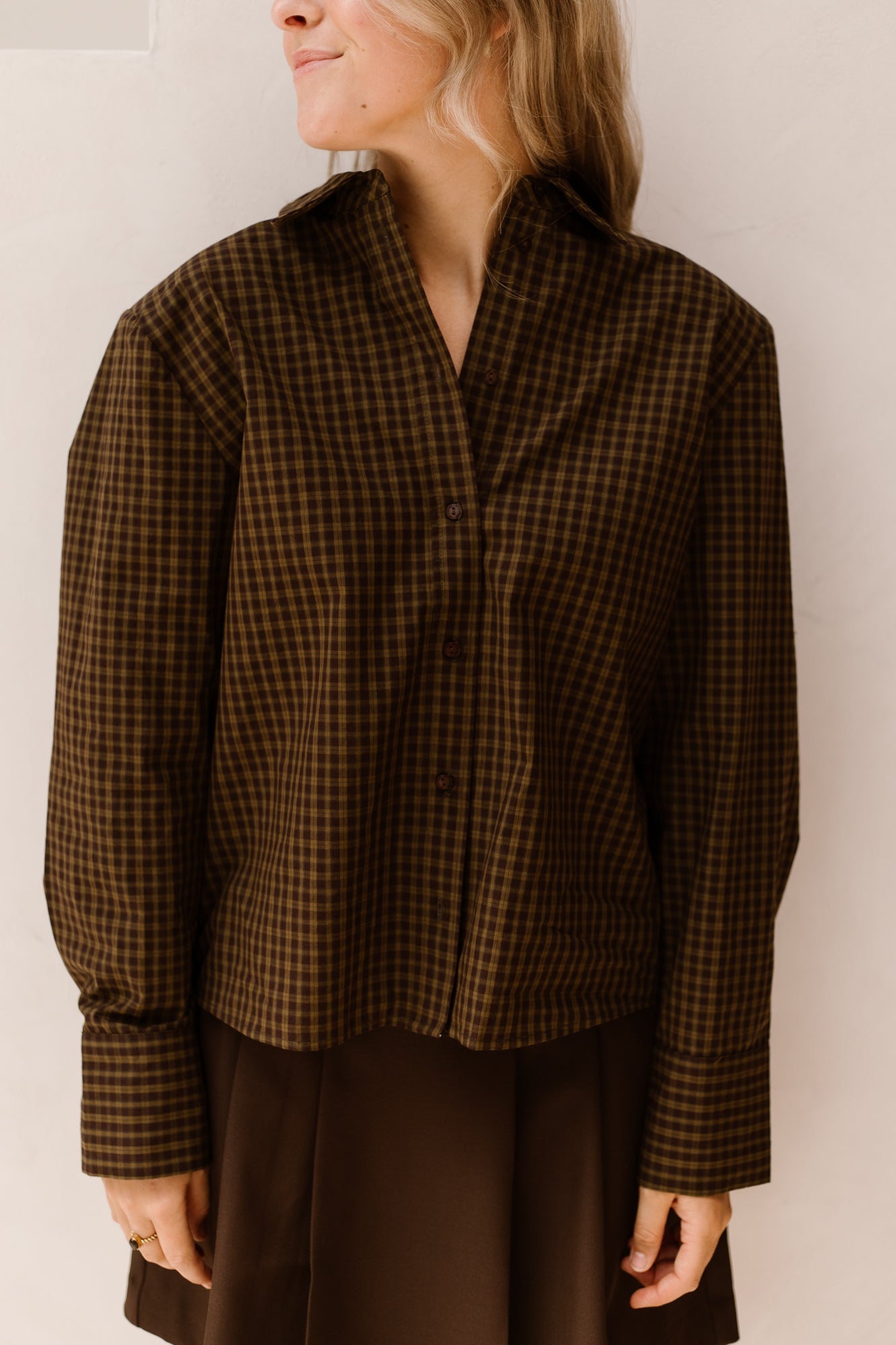 TeffaCC Padded Check Shirt Olive - Bij Keesje - Co'couture - Blouse