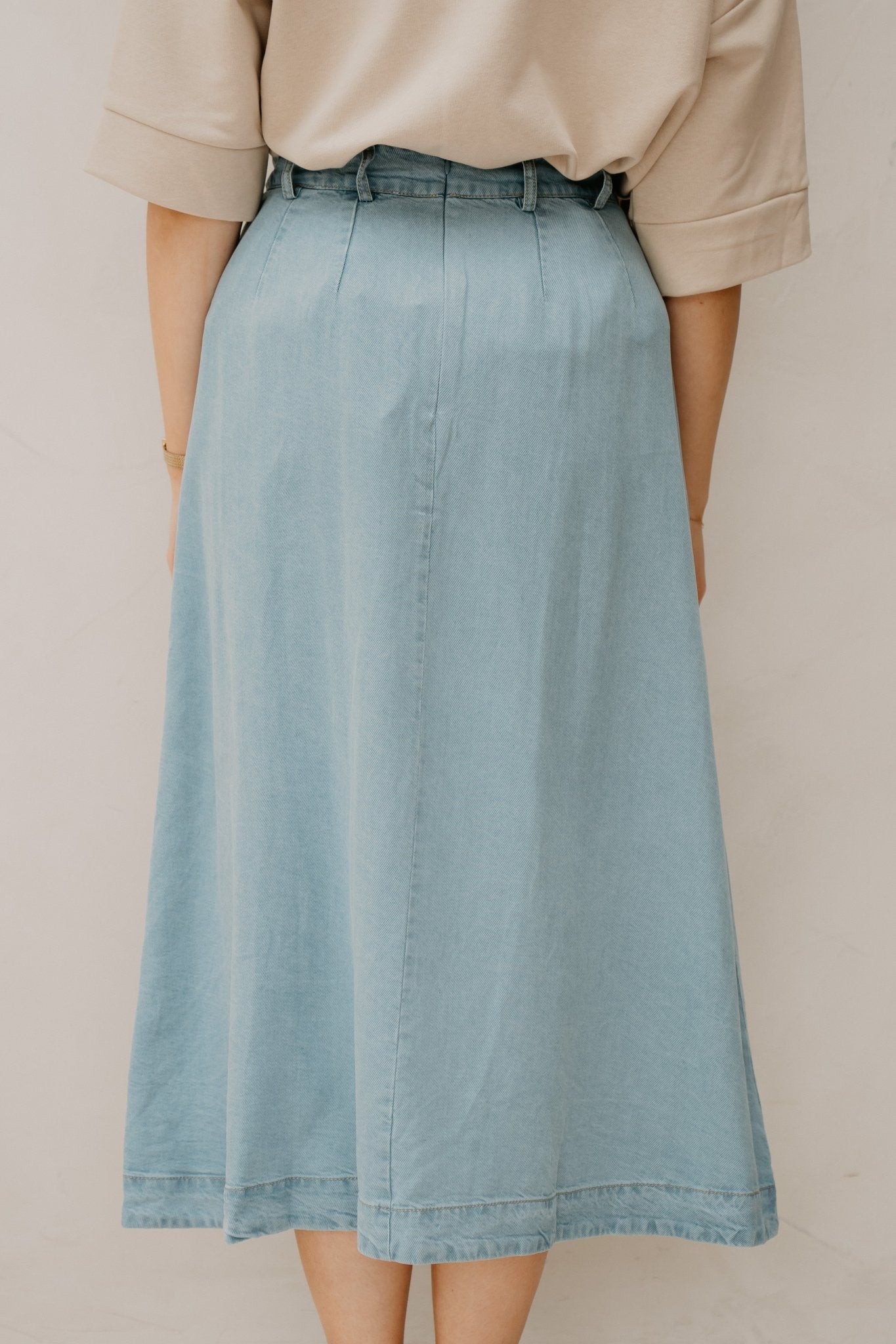 TillyCC Anya Pleat Skirt Fade Denim - Bij Keesje - Co'couture - Rokken