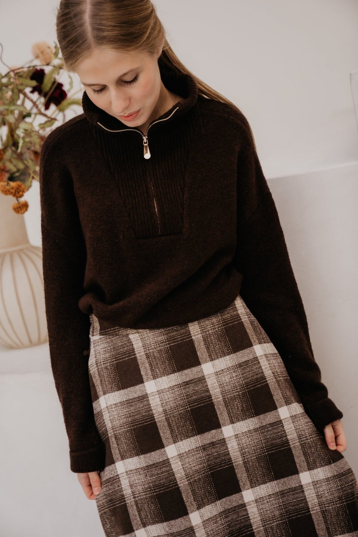 Voxana sweater Moka - Bij Keesje - Ange - Trui