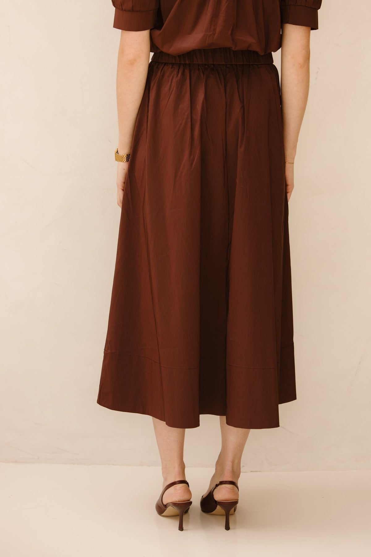 Yara long poplin skirt burgundy - Bij Keesje - Neo Noir