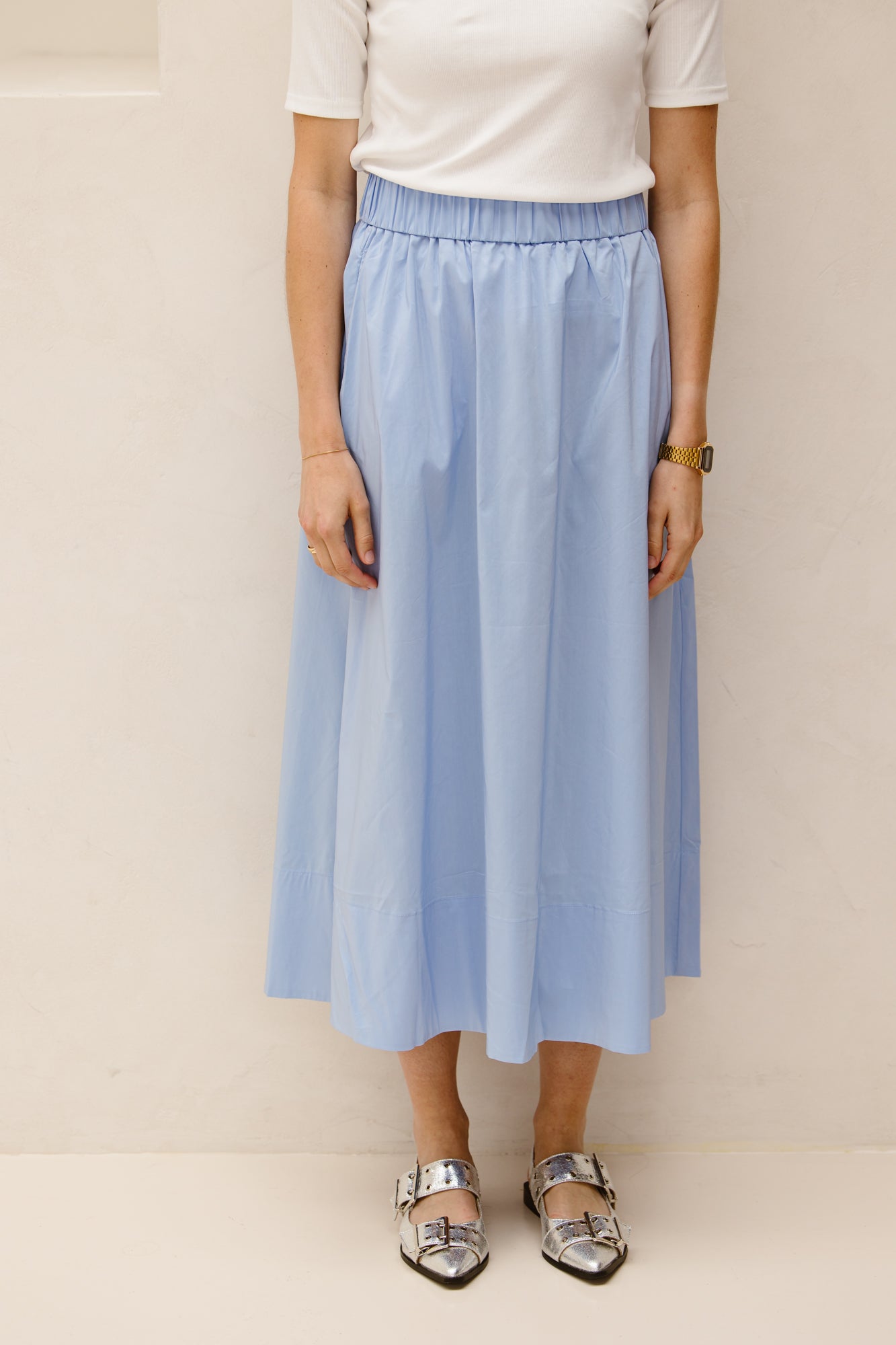 Yara long poplin skirt sky blue - Bij Keesje - Neo Noir