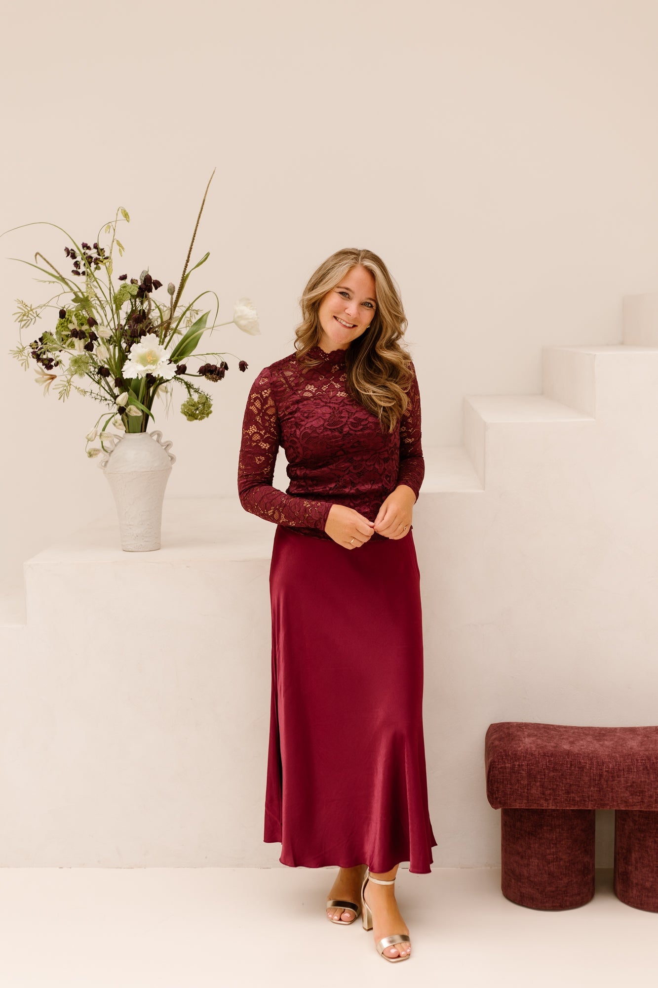 Yaslacey LS Lace Top Port Royale - Bij Keesje - Y.A.S - Top