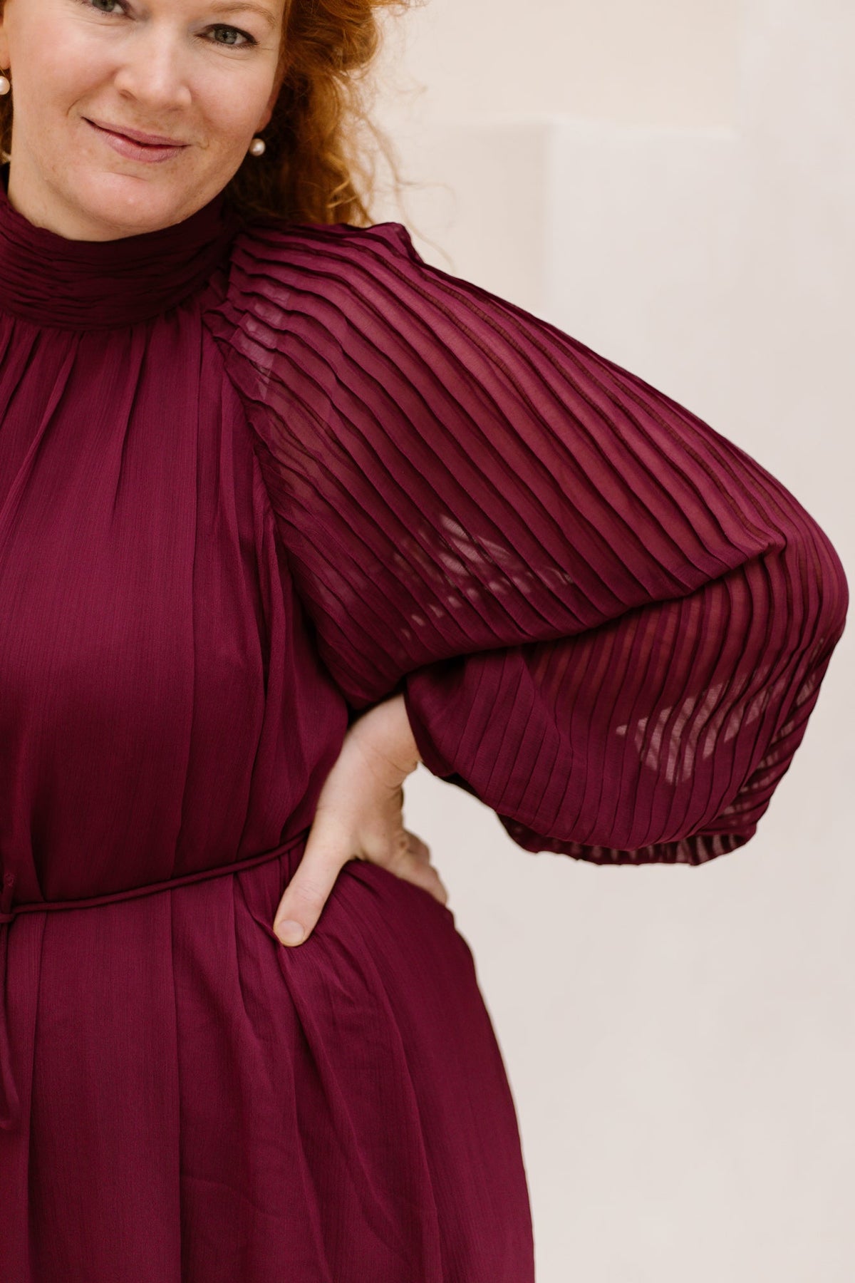 Yasolera midi dress maroon banner - Bij Keesje - Y.A.S - Jurk