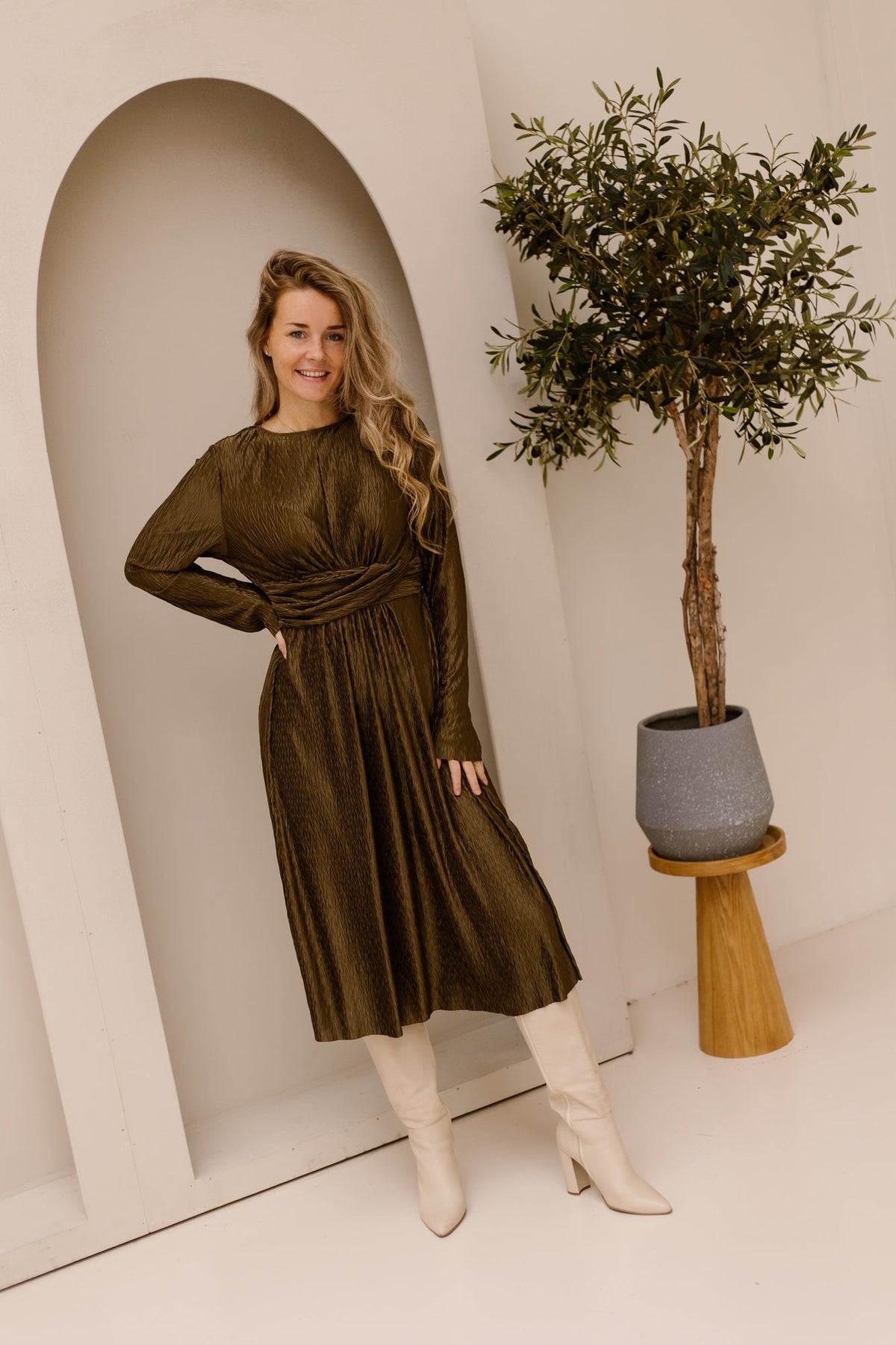 YASOtolinda LS Midi Dress Capers - Bij Keesje - Y.A.S - Jurk
